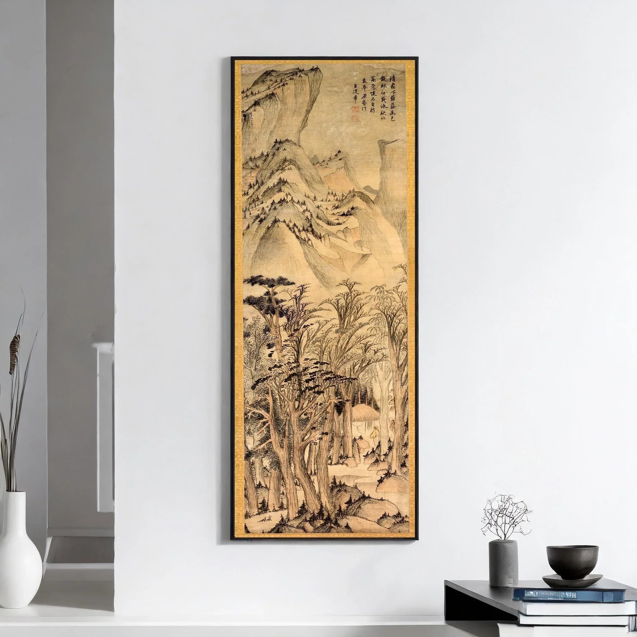 Autumn Woods Giclee Print: Wang Jianzhang Chinese Sepia Artwork - 9ArtPrints