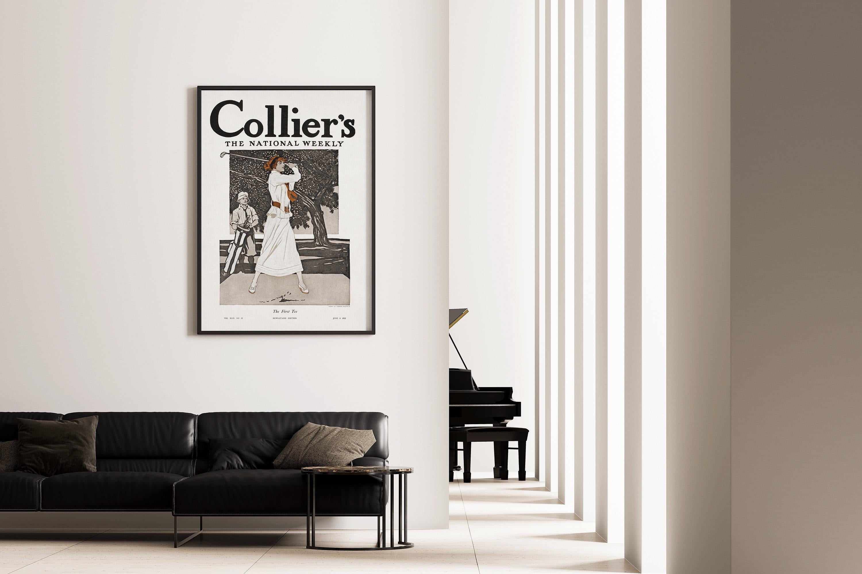 Badass Lady Golfer - Colliers June 1912 | Edward Penfield Vintage Magazine Cover (available handframed or unframed) - 9ArtPrints
