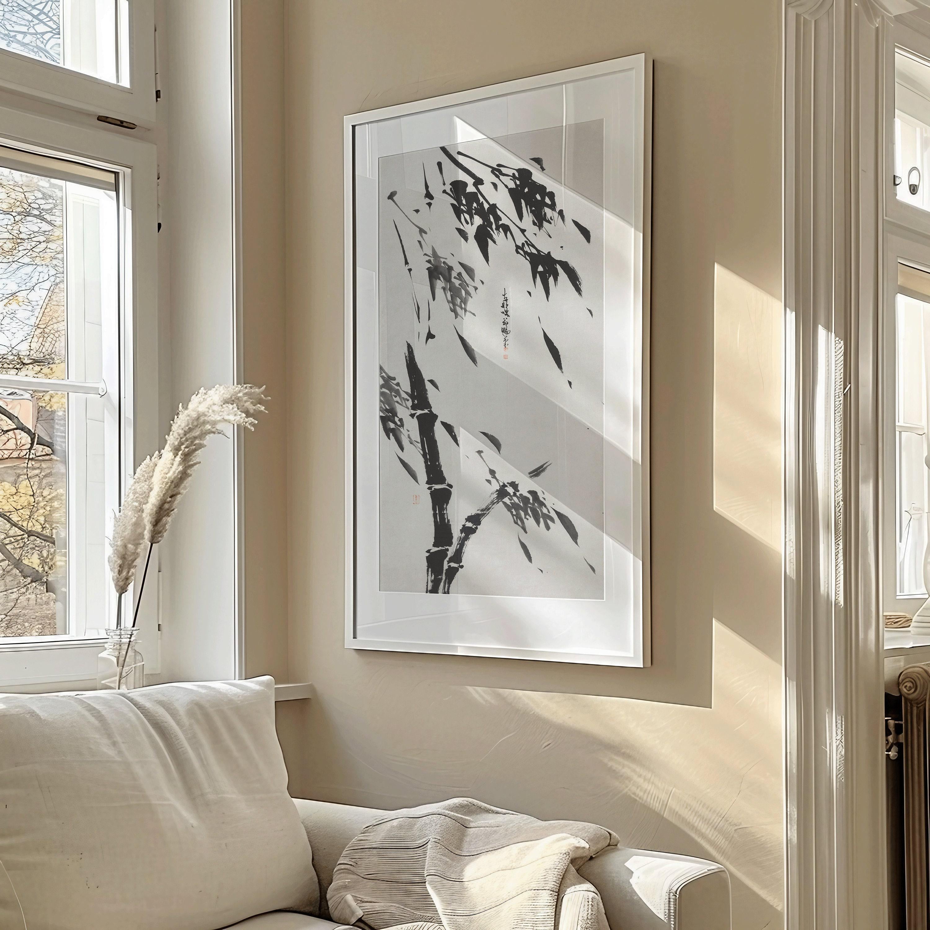 Bamboo in the Wind | PRINT | Vintage Asian Japanese Chinese Narrow Tall Vertical Art (available handframed or unframed) 2x1 - 9ArtPrints