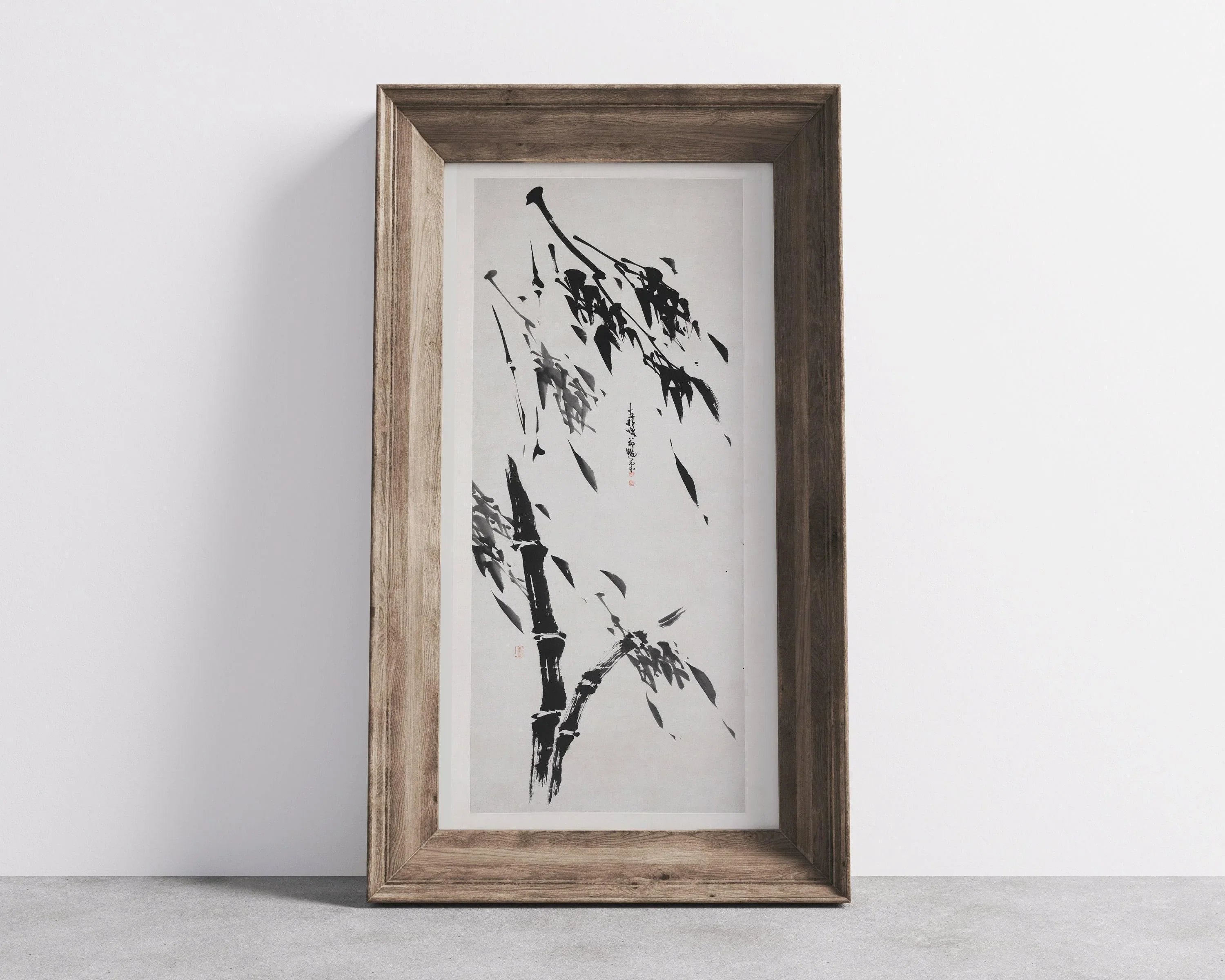 Bamboo in the Wind | PRINT | Vintage Asian Japanese Chinese Narrow Tall Vertical Art (available handframed or unframed) 2x1 - 9ArtPrints
