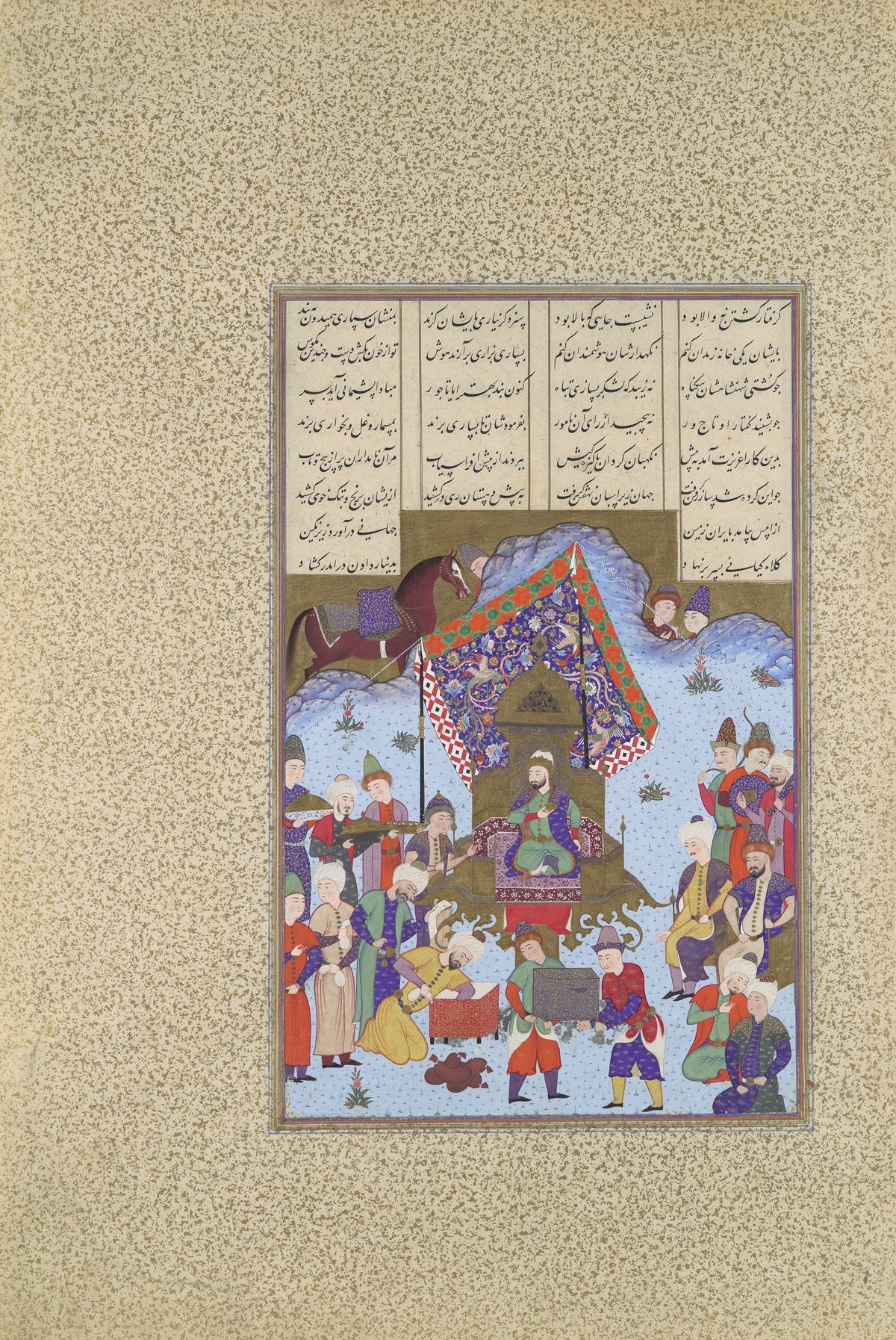 Bashdan Qara (attributed) — Shahnama of Shah Tahmasp: Afrasiyab on the Iranian Throne | Persian Miniature Art Print