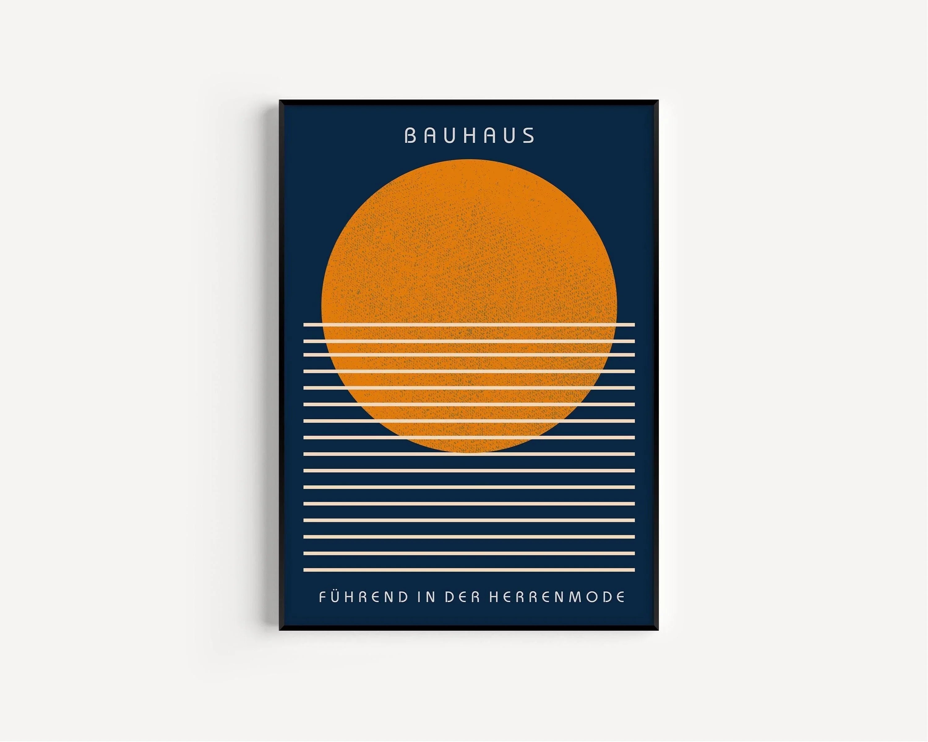 Bauhaus Art Print: Navy Blue and Orange Mid - Century Modern Giclee - 9ArtPrints