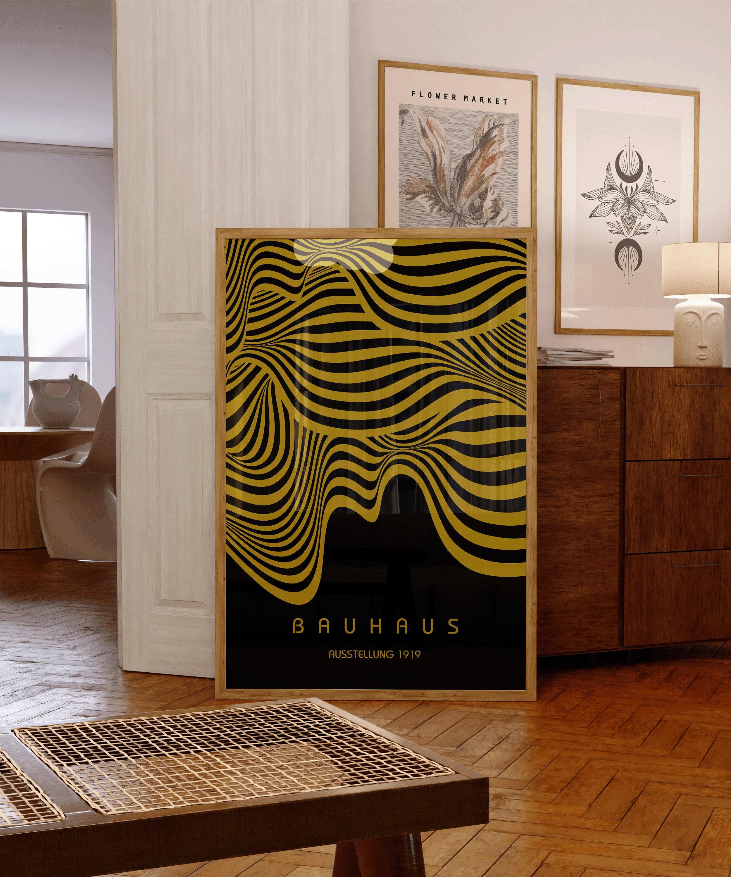 Bauhaus Ausstellung Black and Gold (Waves) PREMIUM GICLÉE PRINT | Vintage Mid - century Modern Poster (Available handframed or unframed) - 9ArtPrints