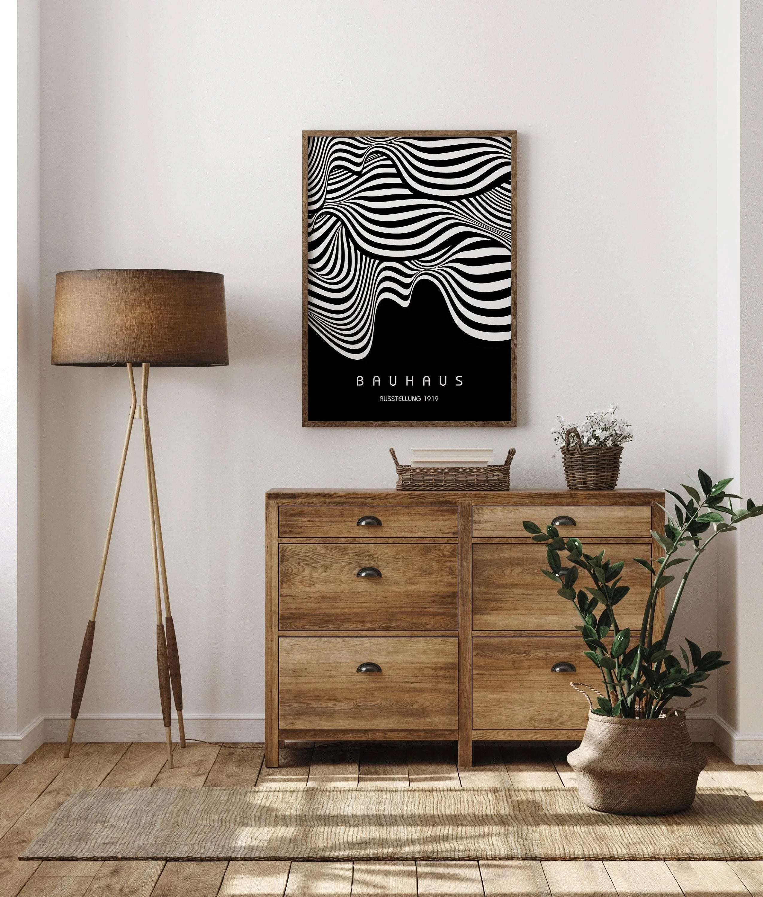Bauhaus Ausstellung Black (Waves) PRINT | Vintage Mid - century Modern Poster