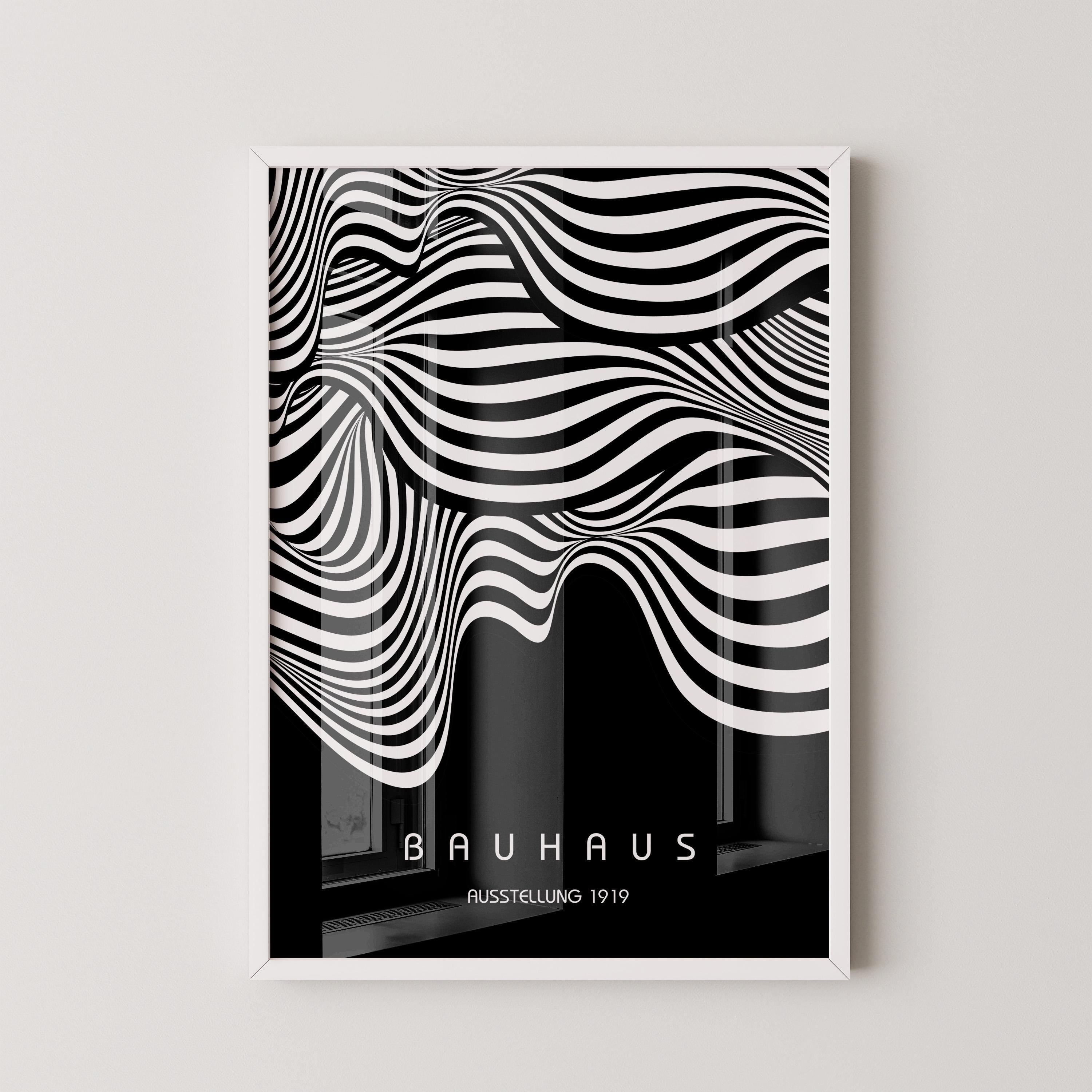 Bauhaus Ausstellung Black (Waves) PRINT | Vintage Mid - century Modern Poster