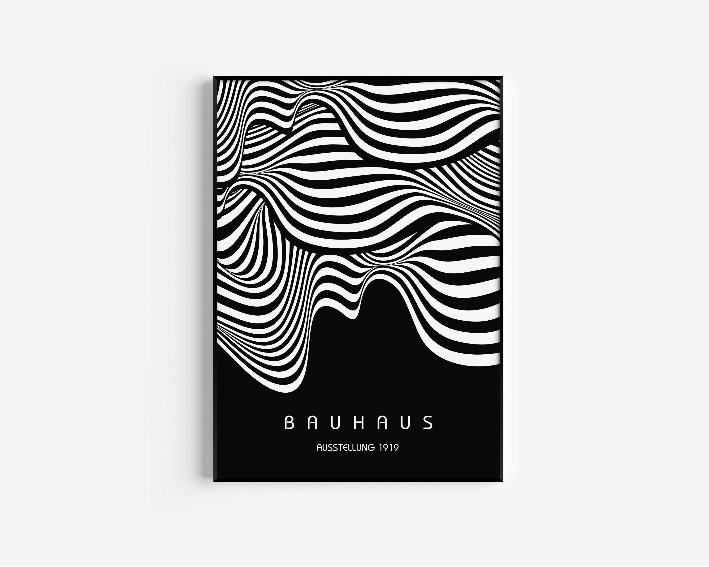 Bauhaus Ausstellung Black (Waves) PRINT | Vintage Mid - century Modern Poster