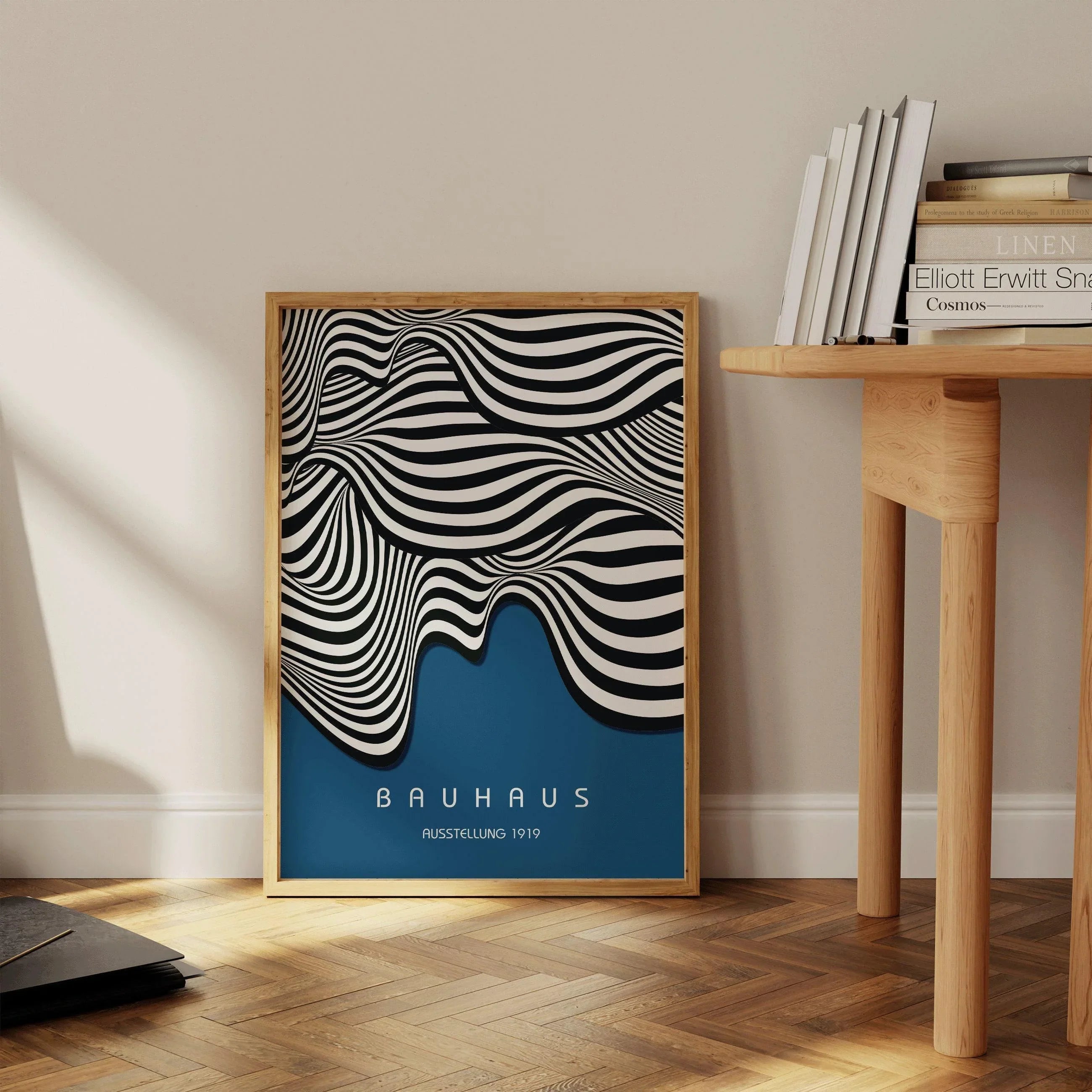 Bauhaus Ausstellung Blue (Waves) PRINT | Vintage Mid - century Modern Poster