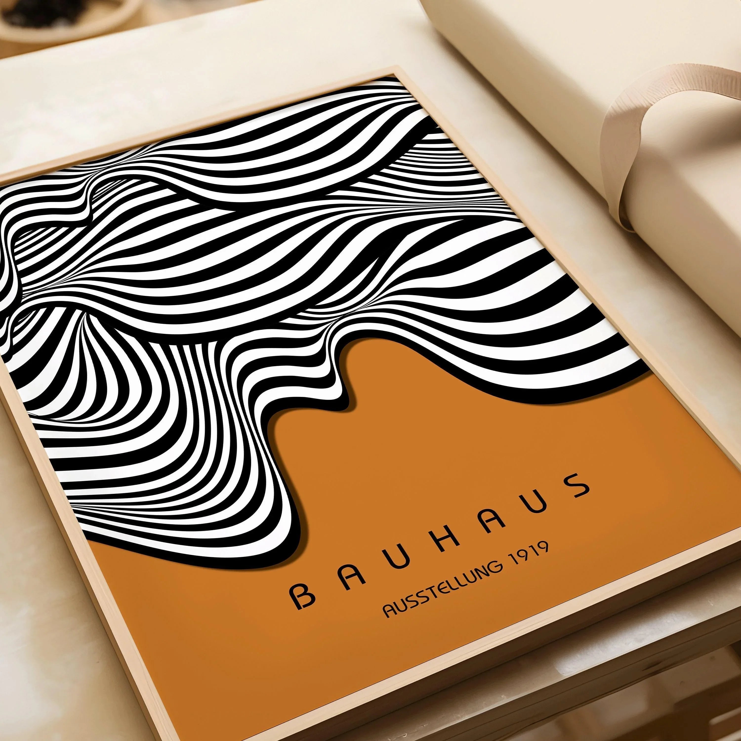 Bauhaus Ausstellung Brown (Waves) PRINT | Our Legendary Top Bestseller | Vintage Mid - century Modern Poster (Available framed) - 9ArtPrints