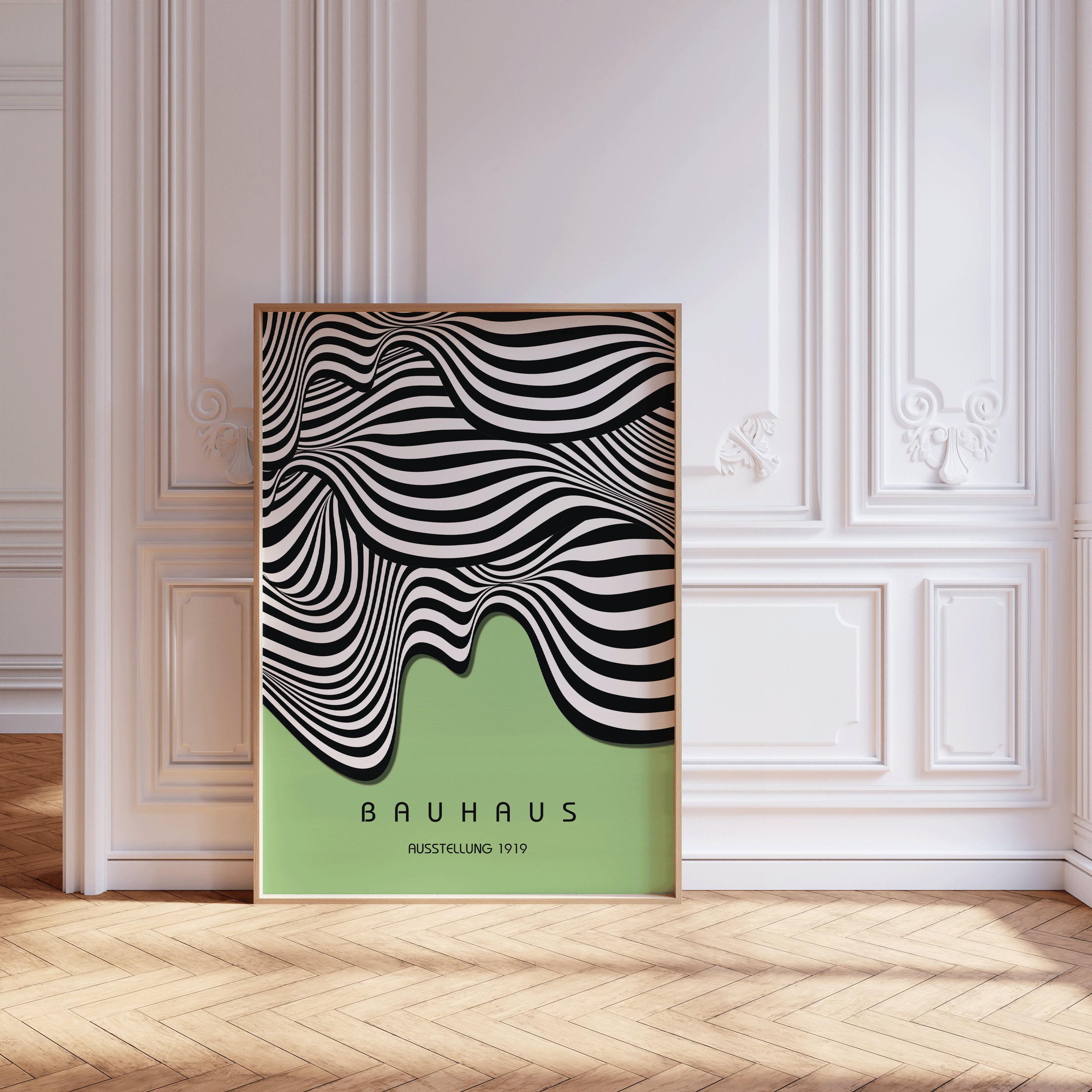 Bauhaus Ausstellung Light Green (Waves) PRINT | Vintage Mid - century Modern Poster