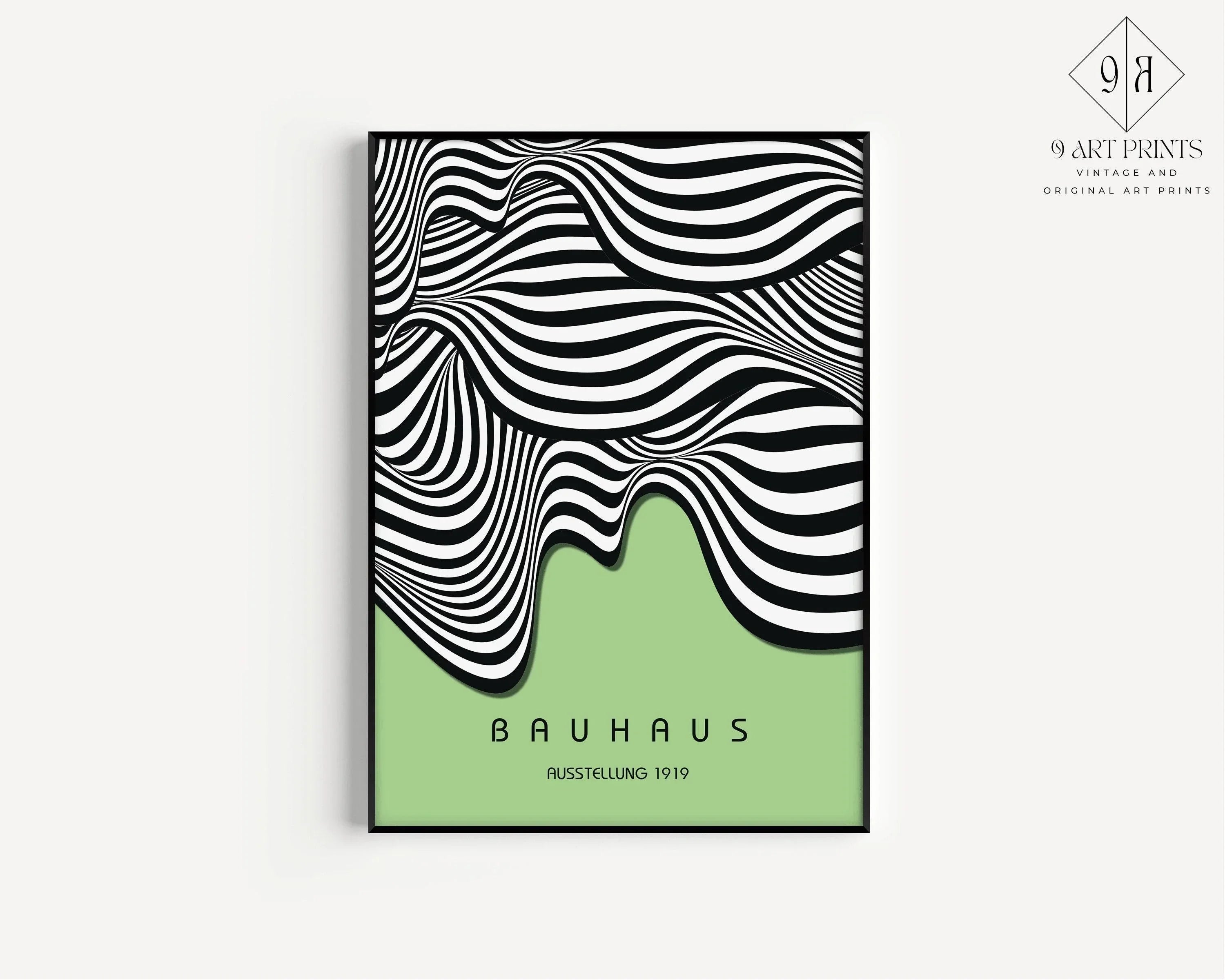 Bauhaus Ausstellung Light Green (Waves) PRINT | Vintage Mid - century Modern Poster