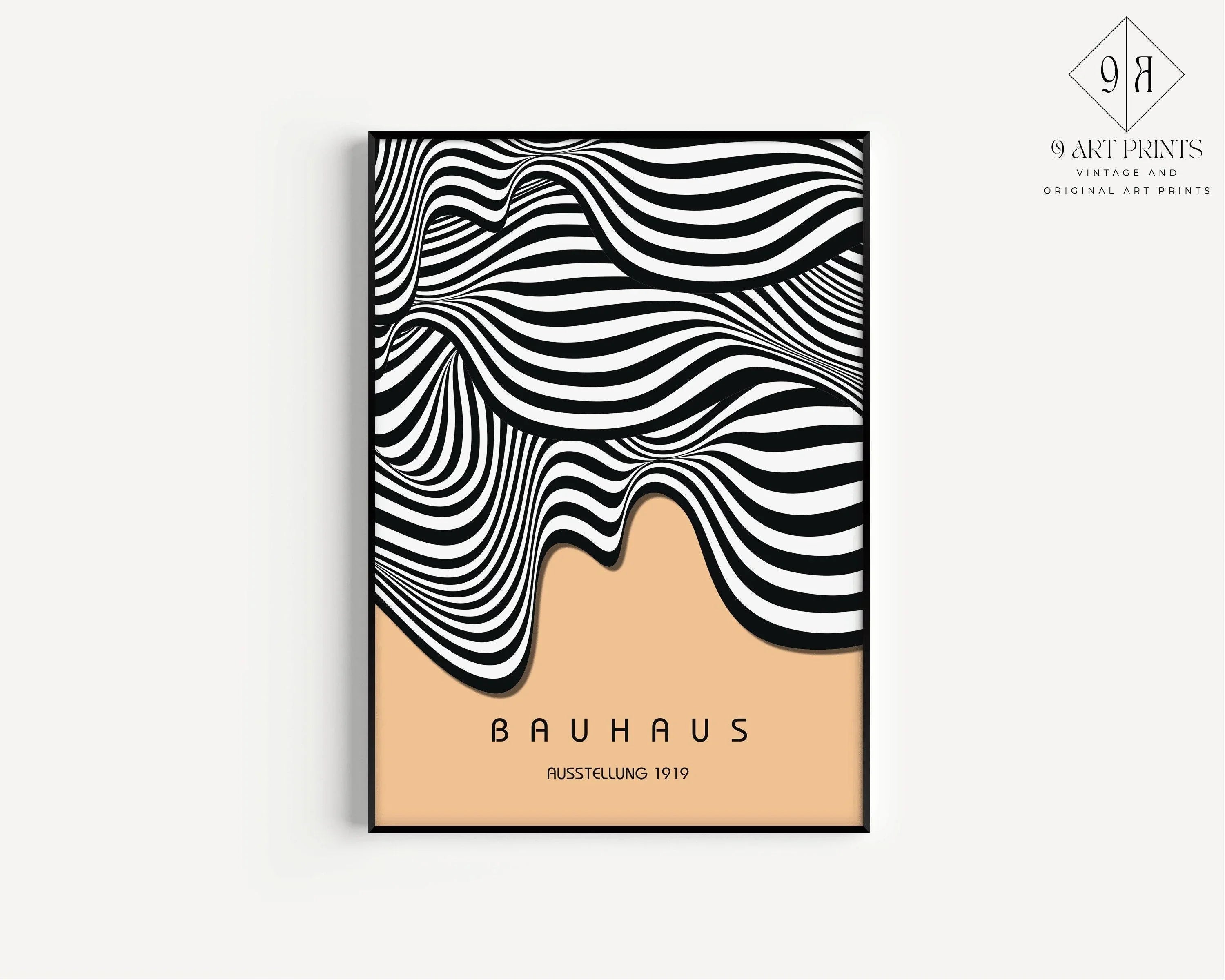 Bauhaus Ausstellung Peach (Waves) PRINT | Vintage Mid - century Modern Poster