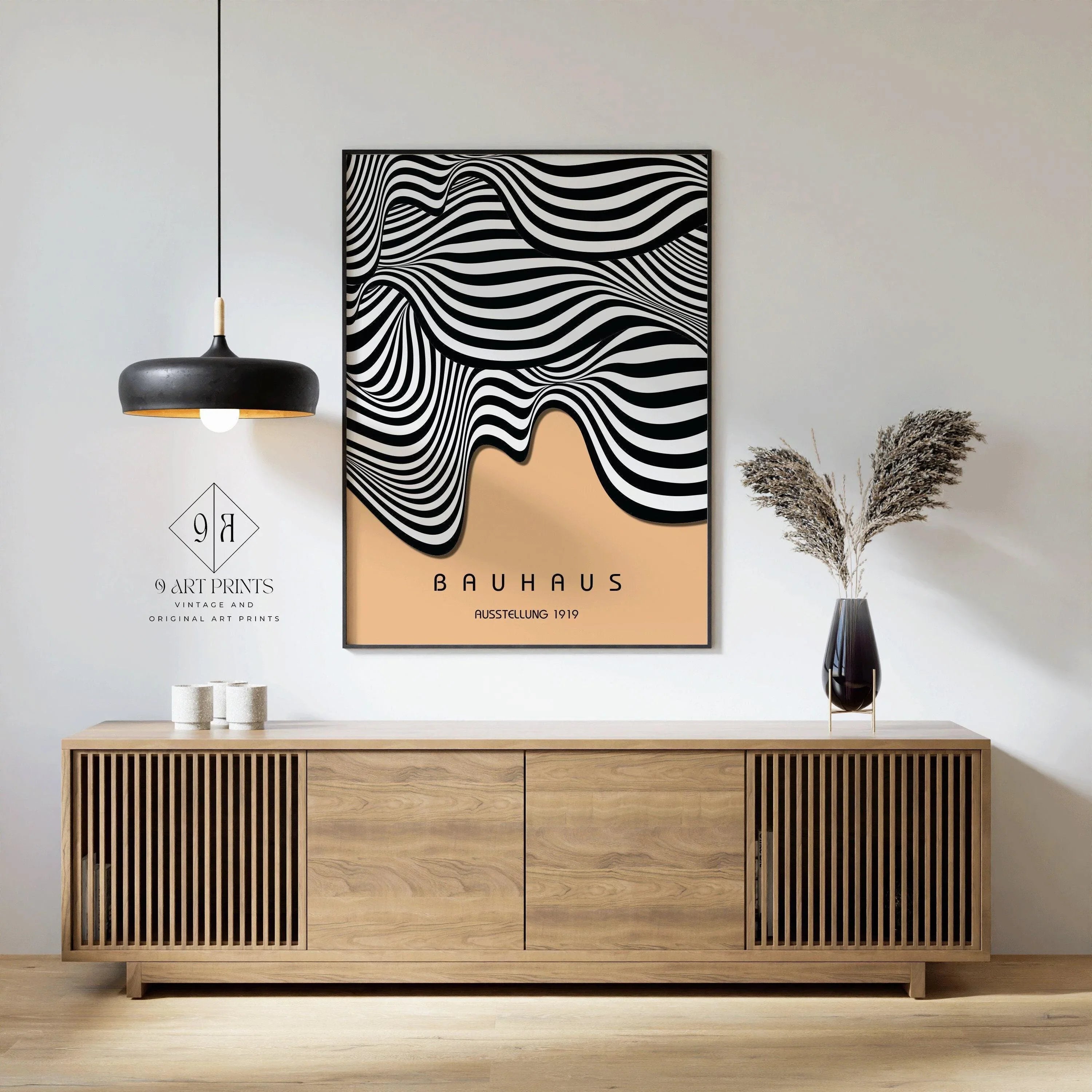 Bauhaus Ausstellung Peach (Waves) PRINT | Vintage Mid - century Modern Poster