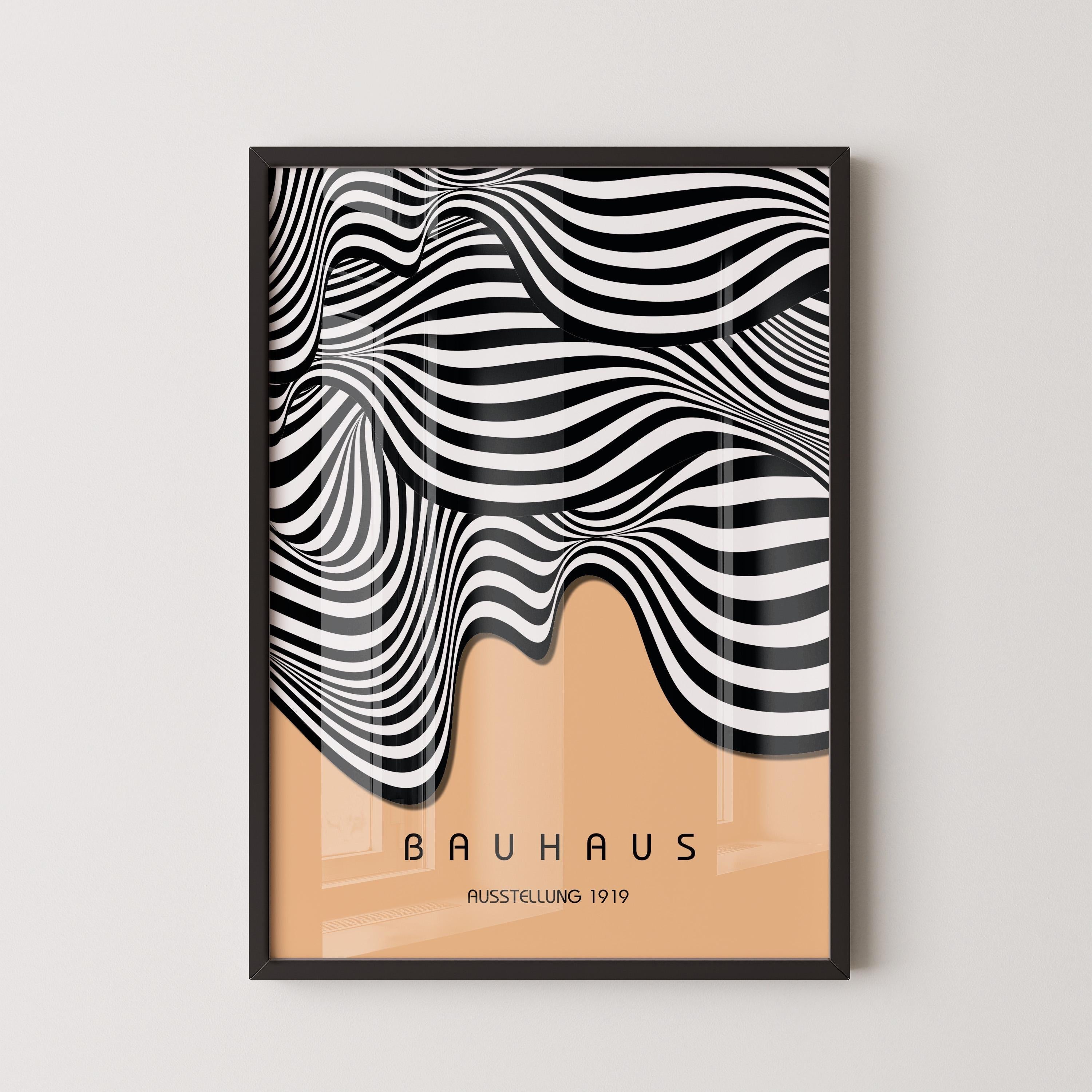 Bauhaus Ausstellung Peach (Waves) PRINT | Vintage Mid - century Modern Poster