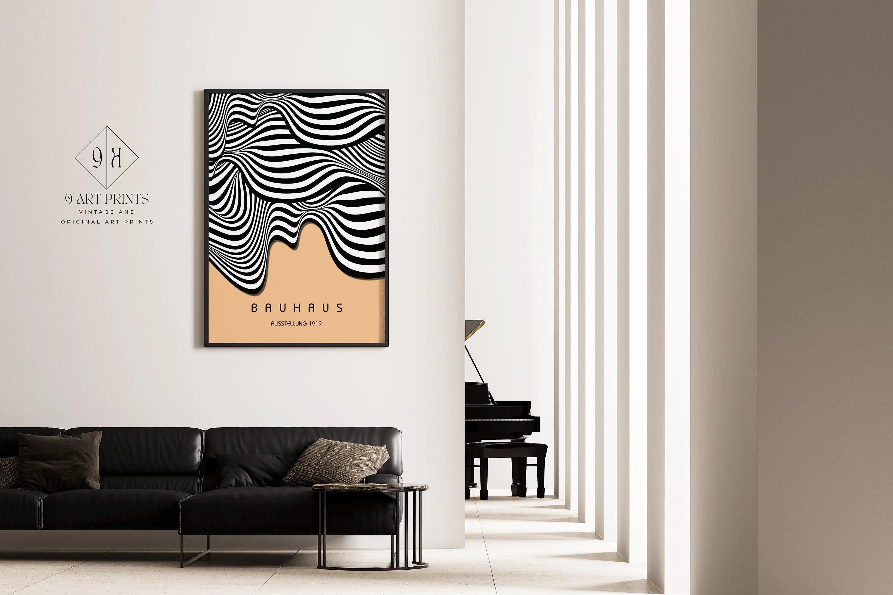 Bauhaus Ausstellung Peach (Waves) PRINT | Vintage Mid - century Modern Poster