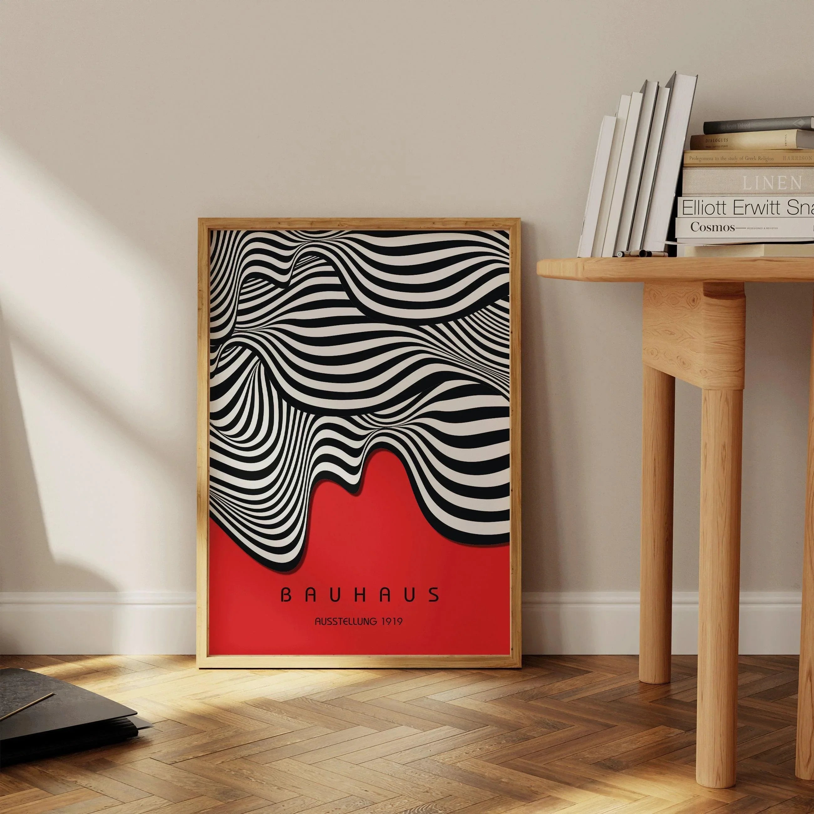 Bauhaus Ausstellung Red (Waves) PRINT | Vintage Mid - century Modern Poster