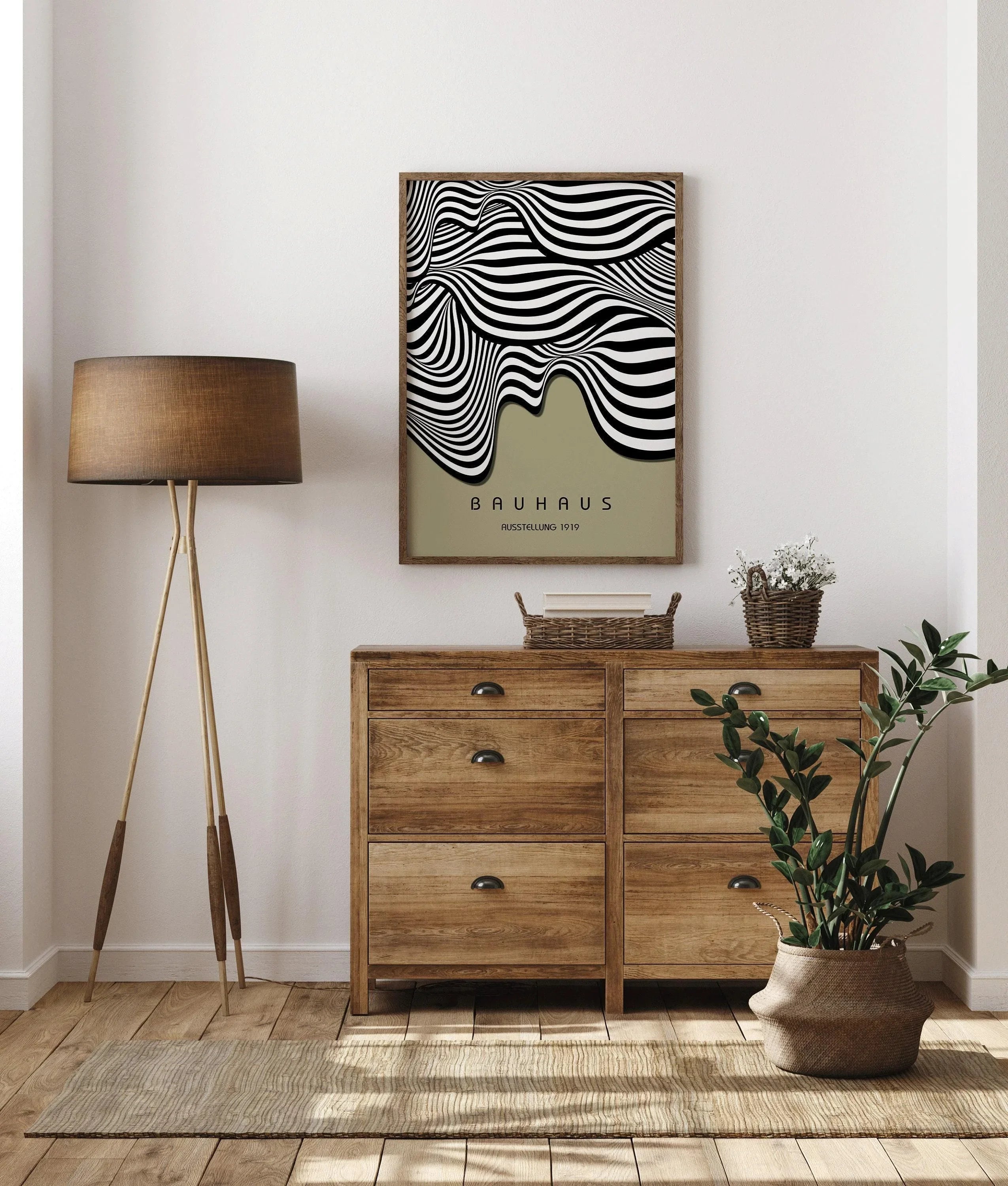 Bauhaus Ausstellung Sage Green (Waves) PRINT | Vintage Mid - century Modern Poster