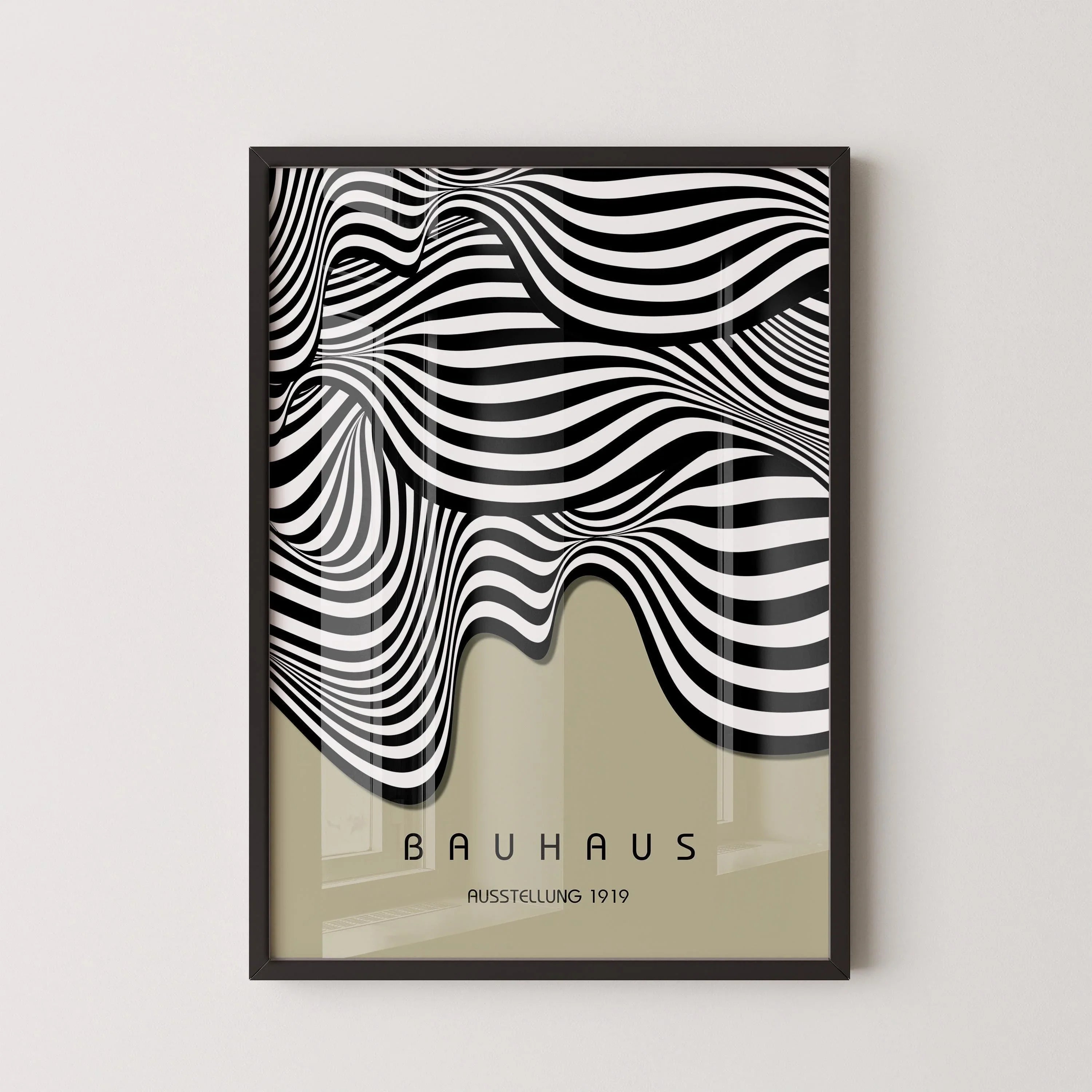Bauhaus Ausstellung Sage Green (Waves) PRINT | Vintage Mid - century Modern Poster