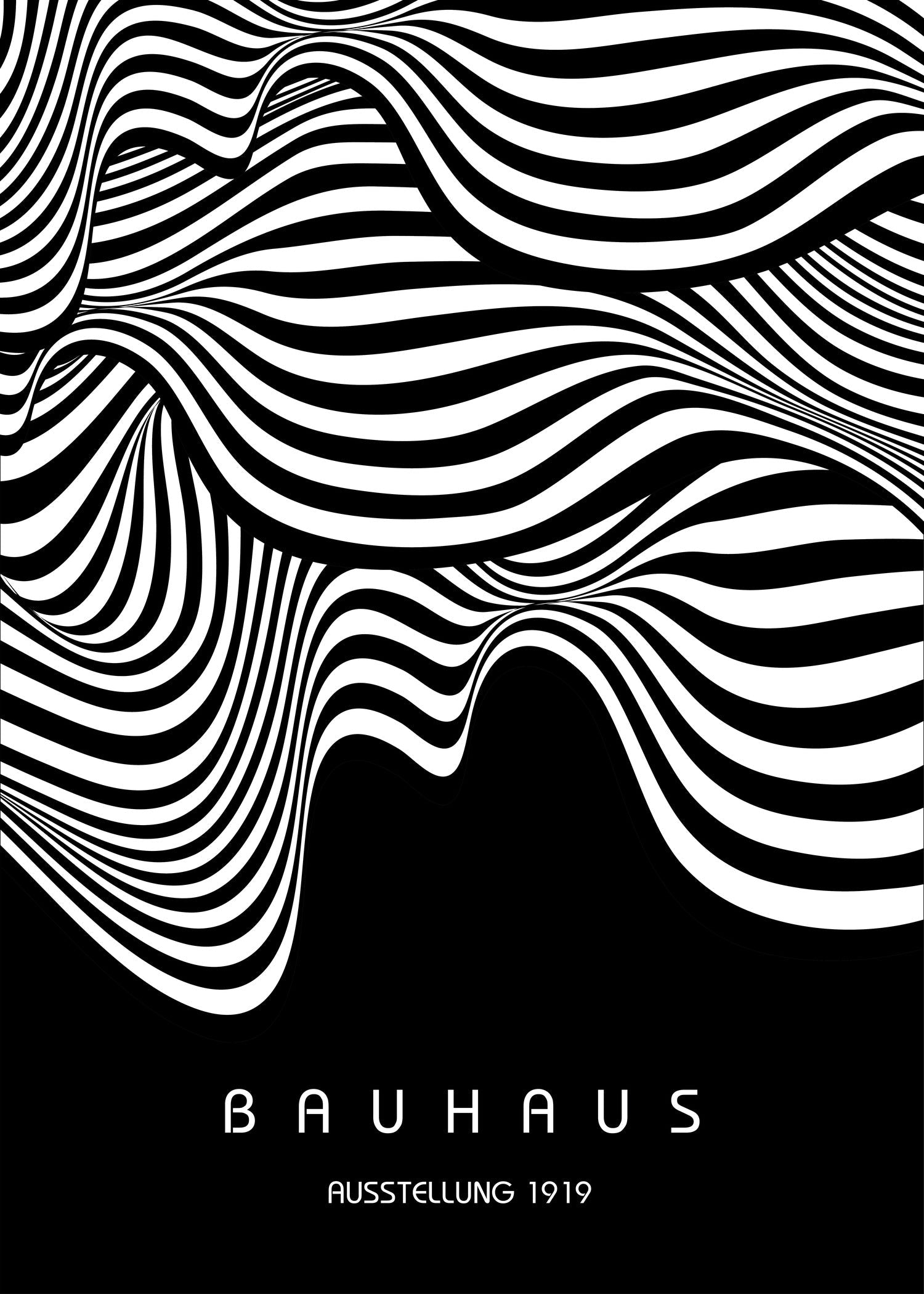 Bauhaus — Ausstellung Waves | Mid-Century Modern Print in Black - 9ArtPrints
