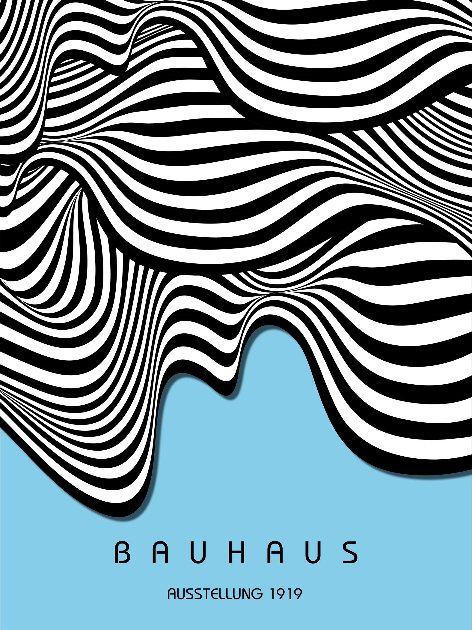 Bauhaus — Ausstellung Waves | Mid-Century Modern Print in Blue - 9ArtPrints