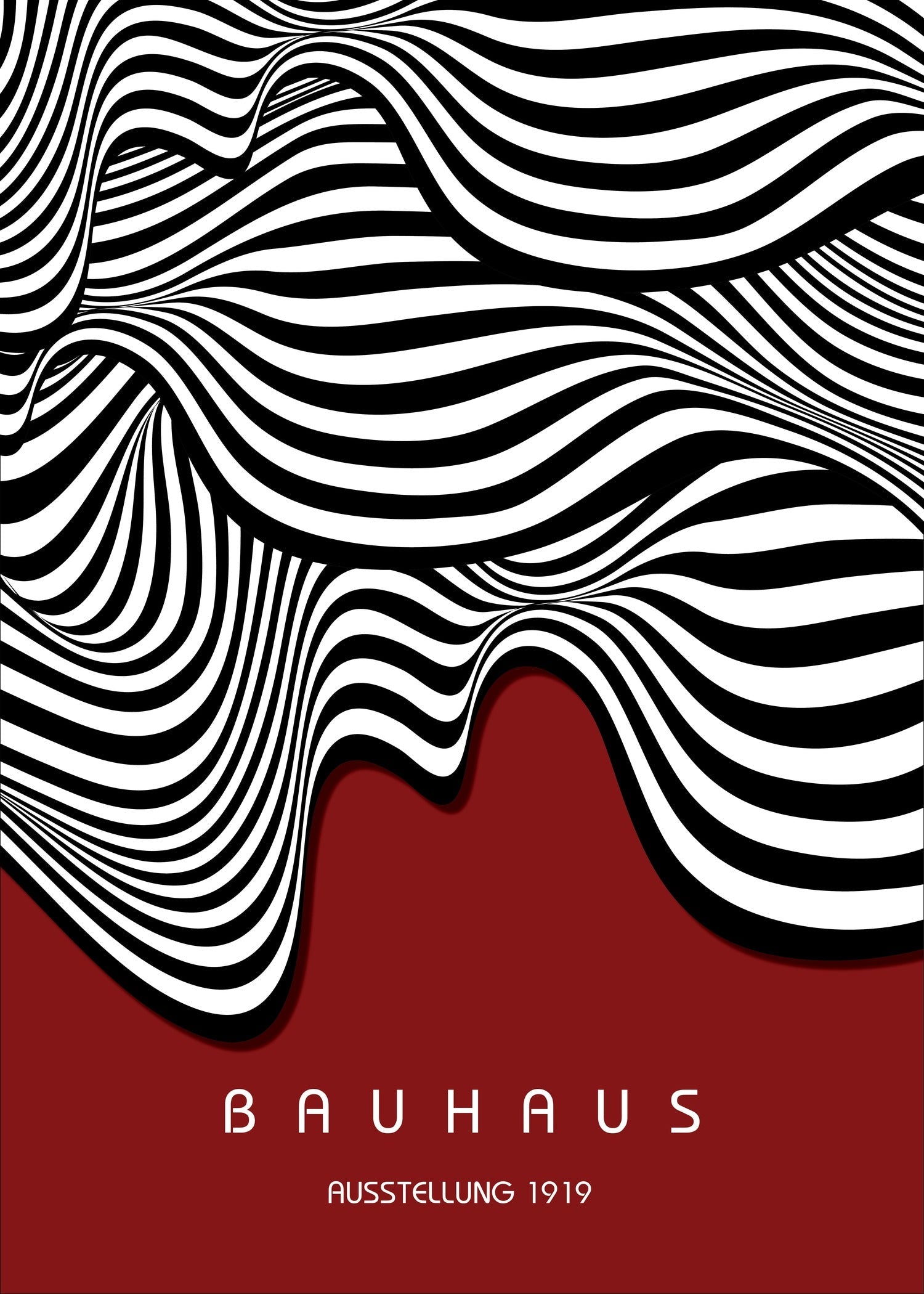 Bauhaus — Ausstellung Waves | Mid-Century Modern Print in Dark Red - 9ArtPrints