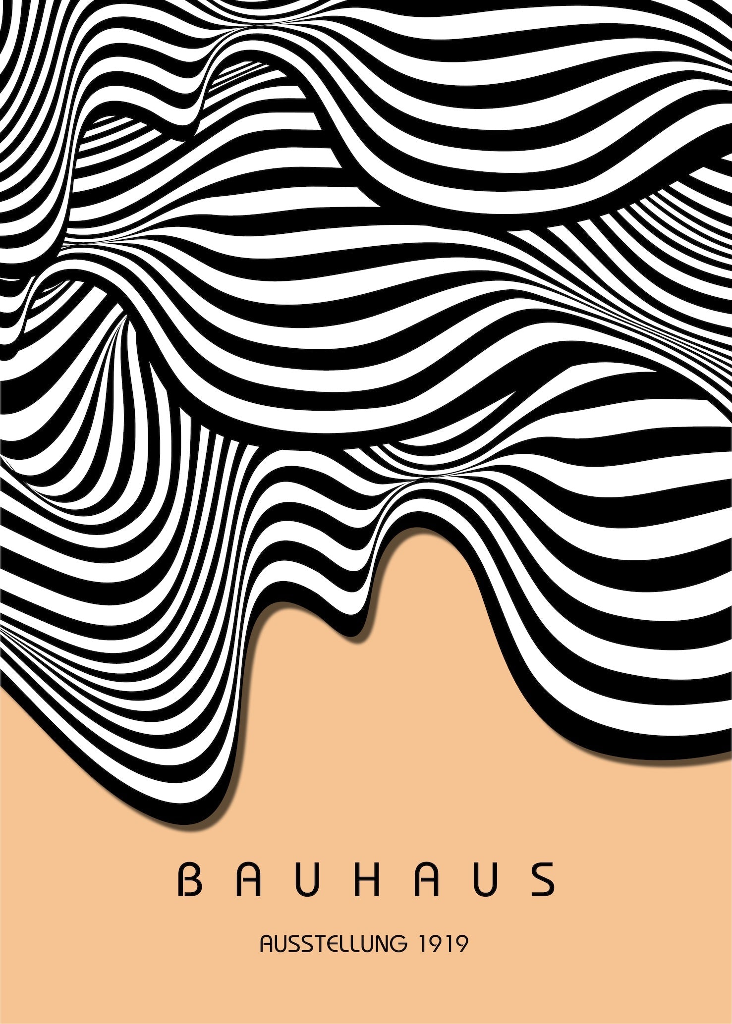 Bauhaus — Ausstellung Waves | Mid-Century Modern Print in Peach - 9ArtPrints