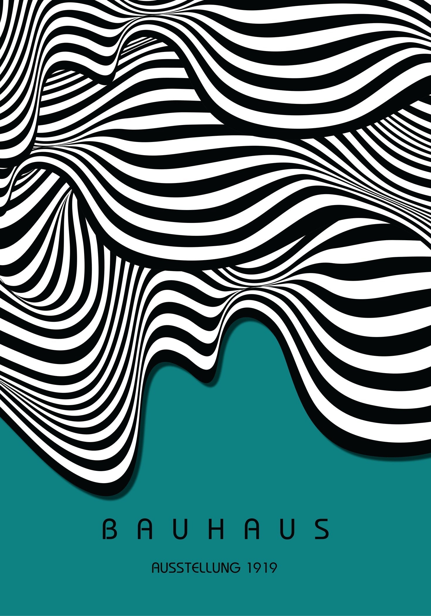 Bauhaus — Ausstellung Waves | Mid-Century Modern Print in Teal - 9ArtPrints