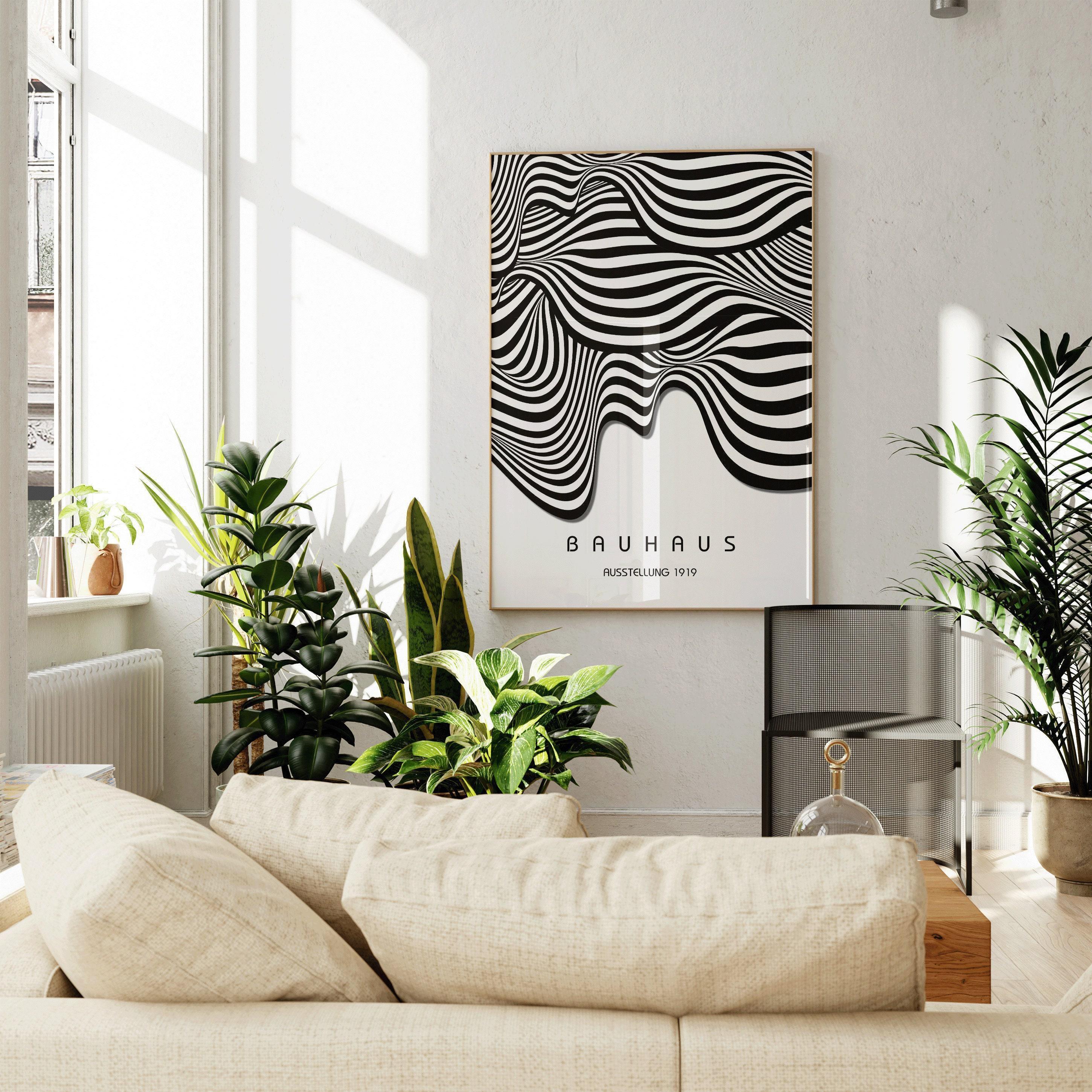 Bauhaus Ausstellung White (Waves) PRINT | Vintage Mid - century Modern Poster