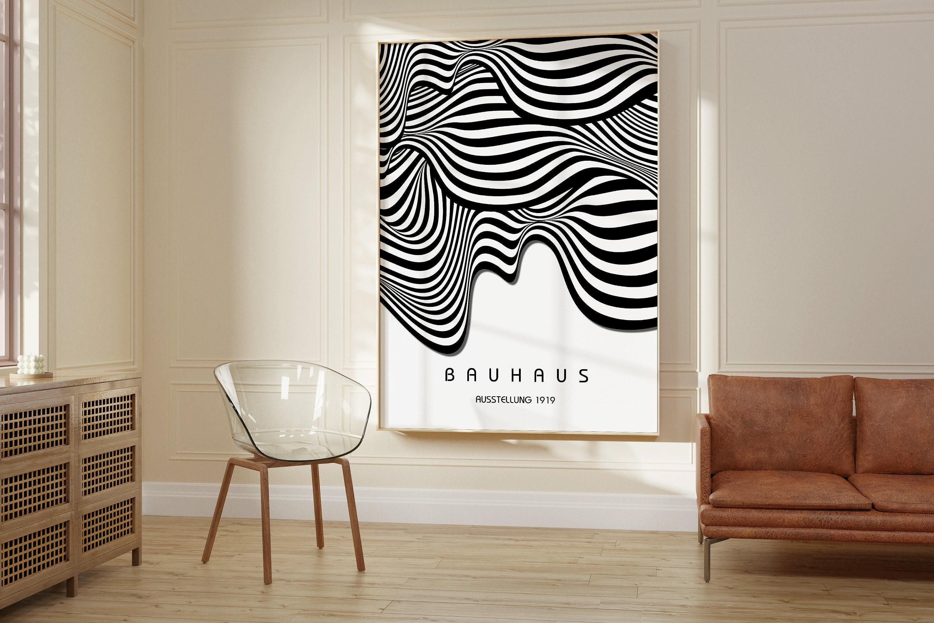 Bauhaus Ausstellung White (Waves) PRINT | Vintage Mid - century Modern Poster
