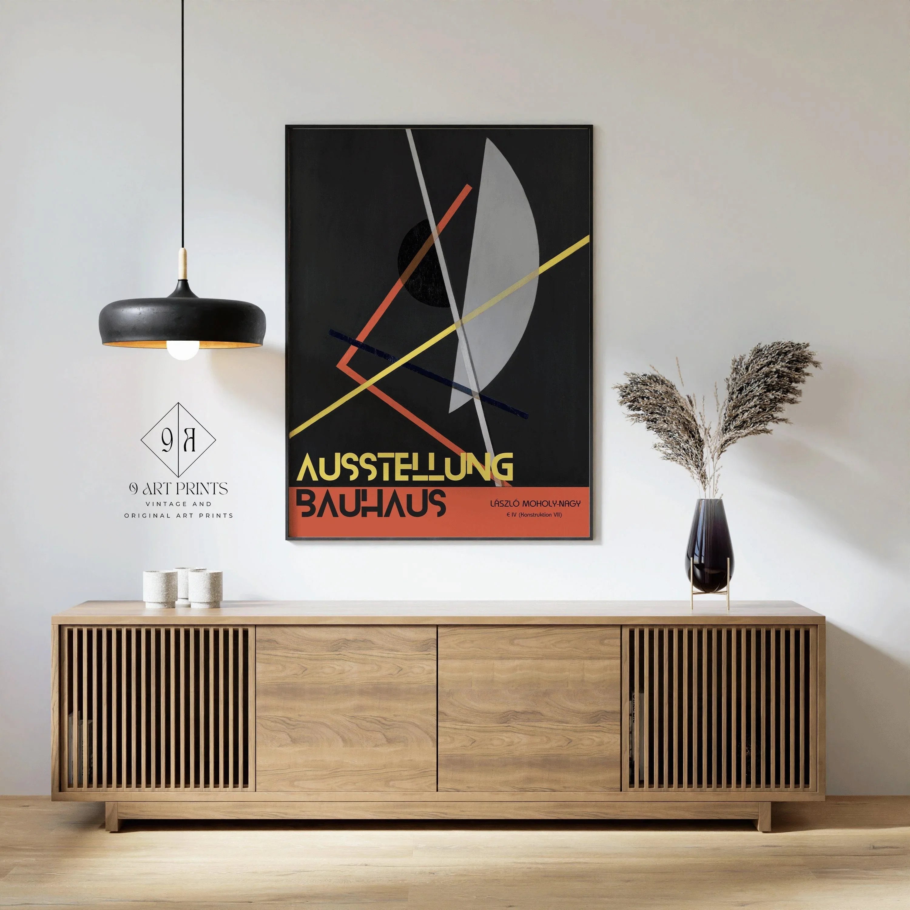 Bauhaus Exhibition Poster: Laszo Moholy - Nagy Geometric Art Print - 9ArtPrints