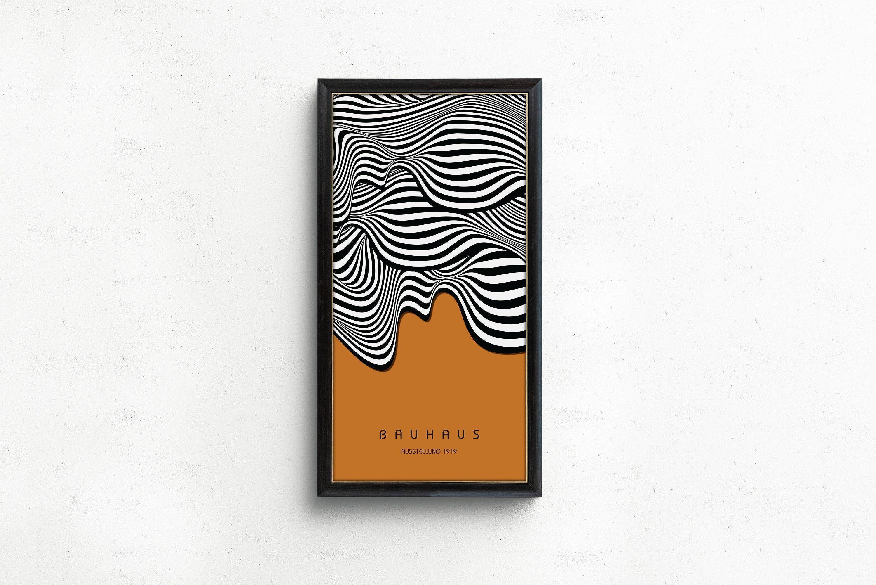 Bauhaus - Ochre Brown Waves PRINT | Vintage Narrow Vertical Mid - century Modern Art (available handframed or unframed) 2x1 - 9ArtPrints