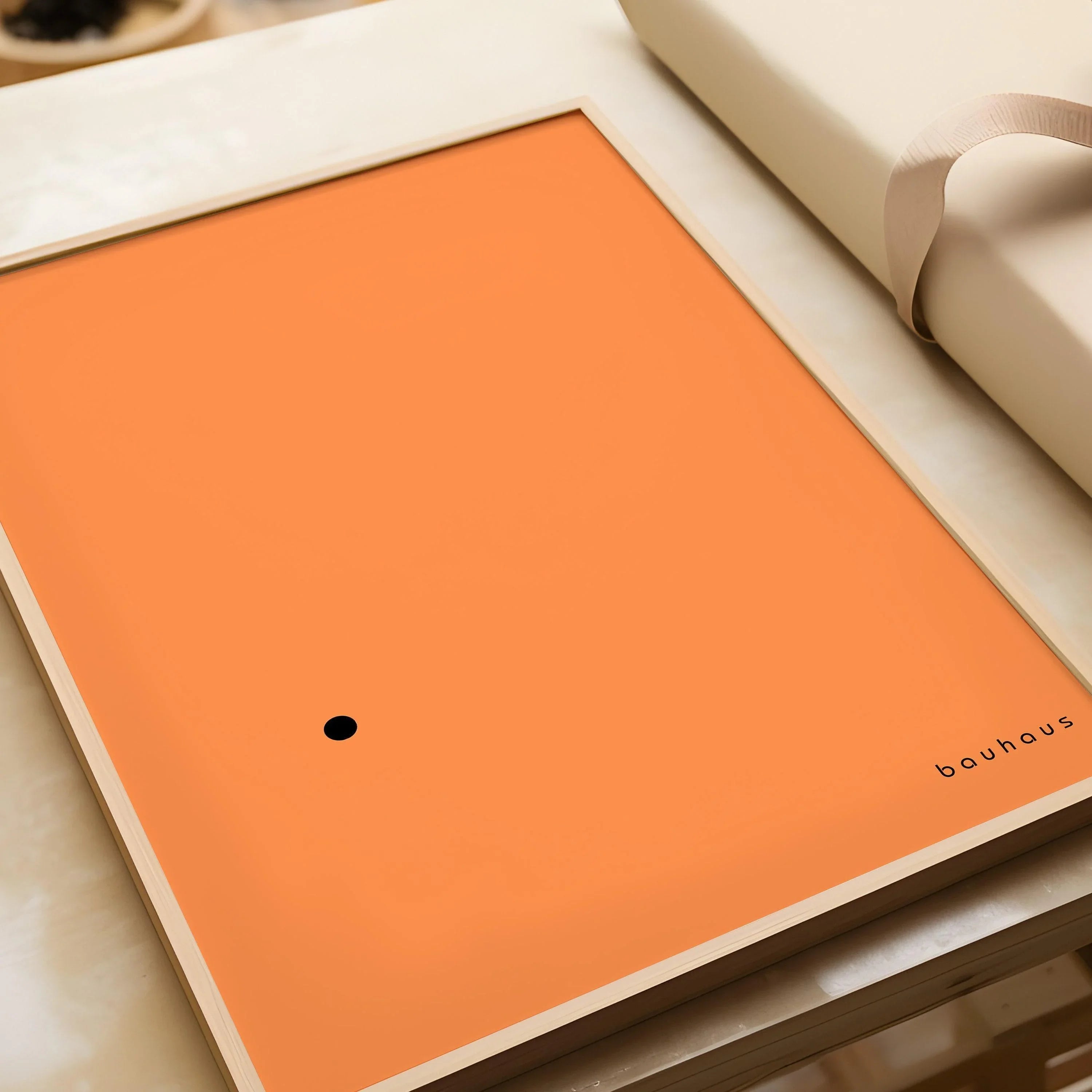 Bauhaus Poster - Der Punkt (The Dot) PRINT | Minimalist Mid - century modern art print in orange and black (available framed) - 9ArtPrints