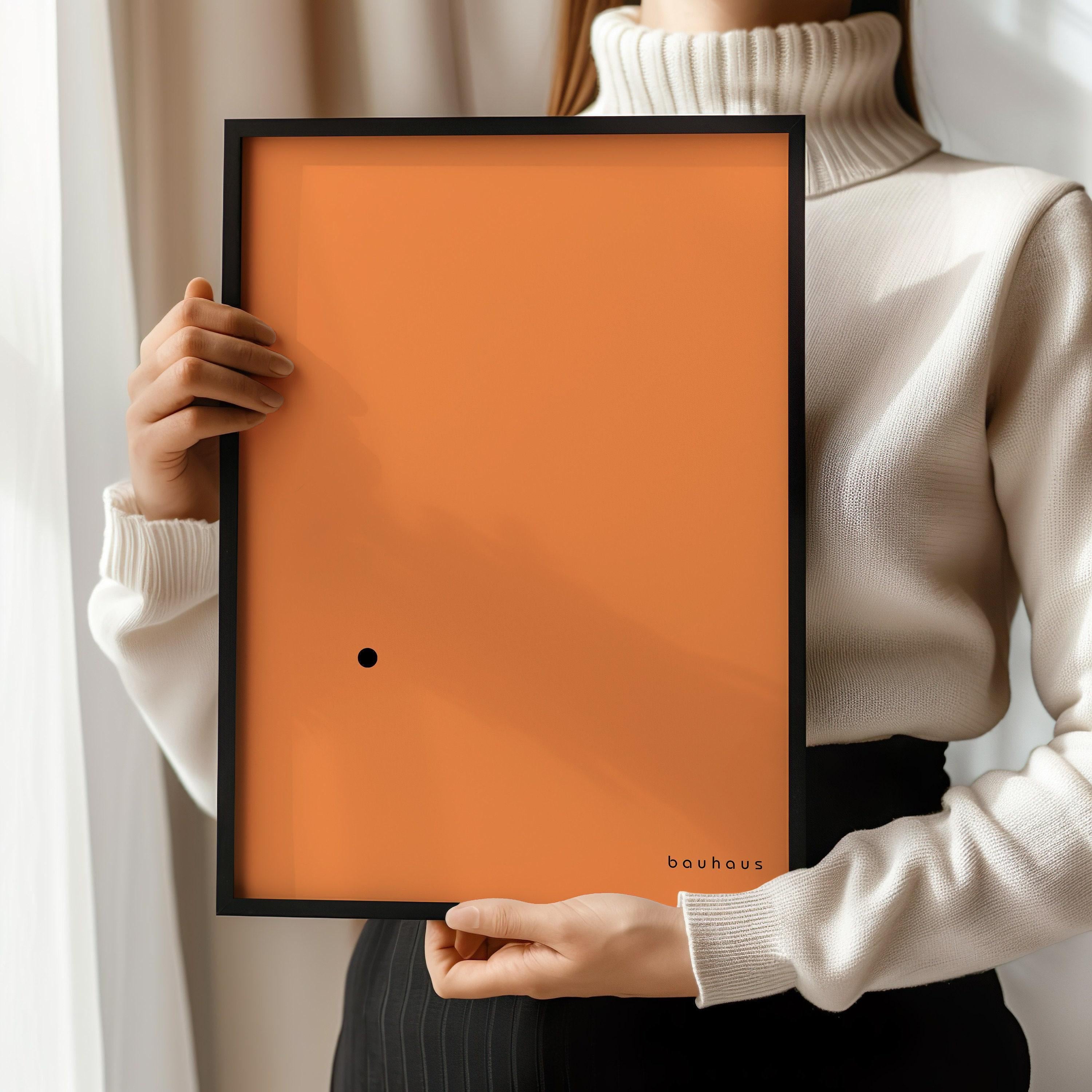 Bauhaus Poster - Der Punkt (The Dot) PRINT | Minimalist Mid - century modern art print in orange and black (available framed) - 9ArtPrints