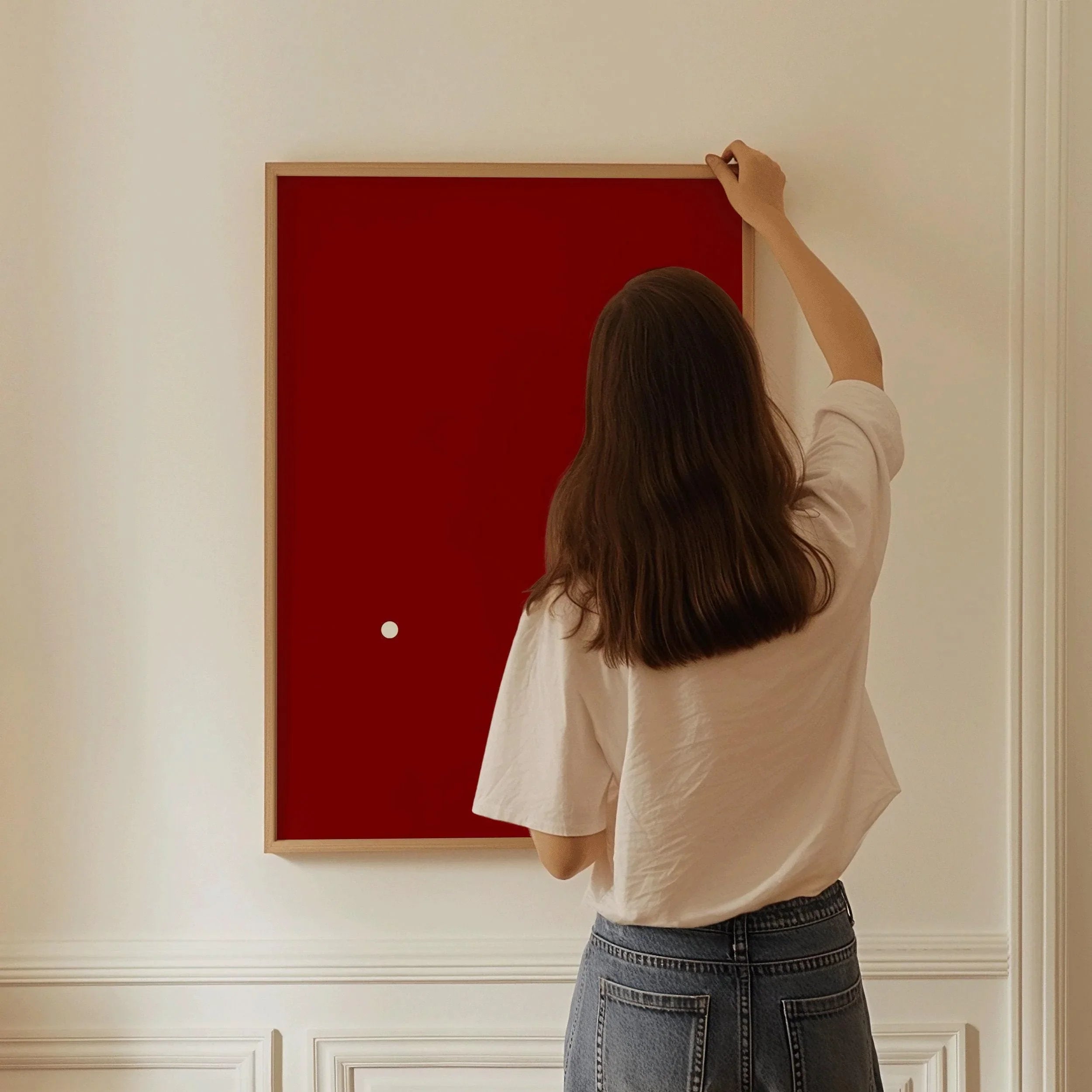 Bauhaus Poster - Der Punkt (The Dot) PRINT | Minimalist Mid - century modern art print in red and white