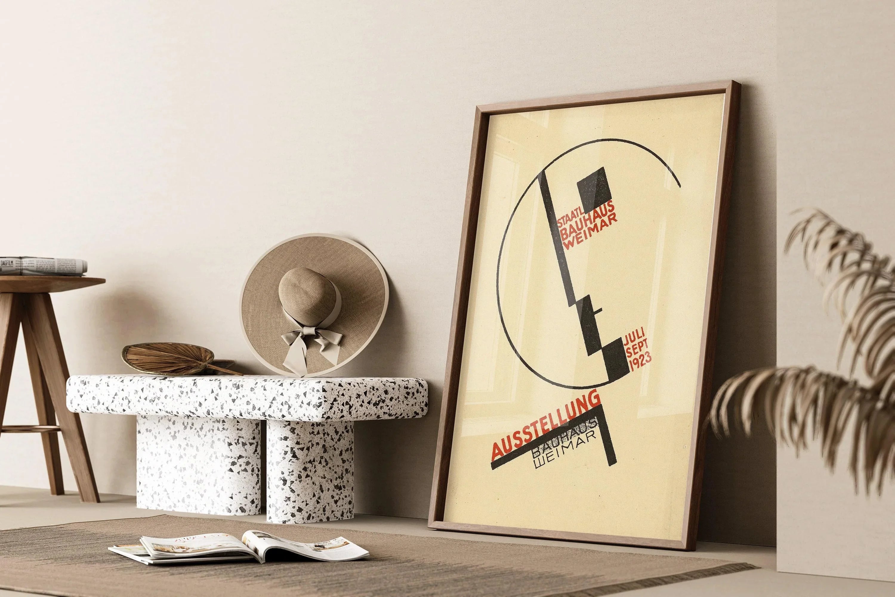 Bauhaus Poster - Face PRINT | Vintage Beige Black Mid - century modern art print