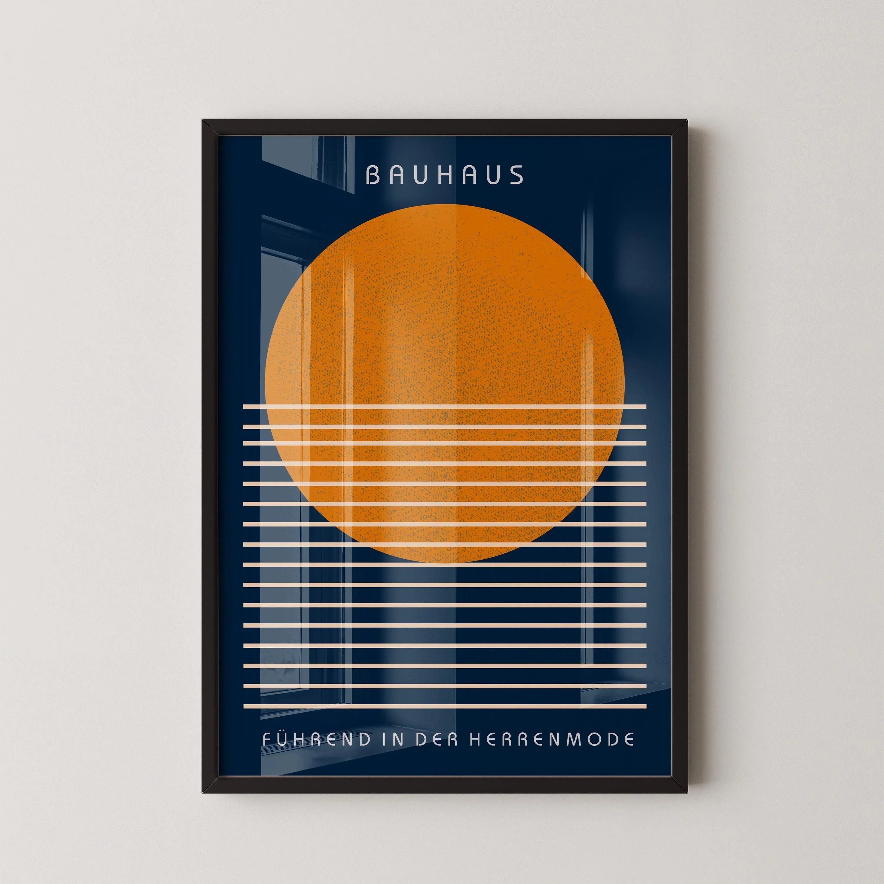 Bauhaus Poster - Fuhrend PRINT | Mid - century modern art print in Navy Blue and Orange
