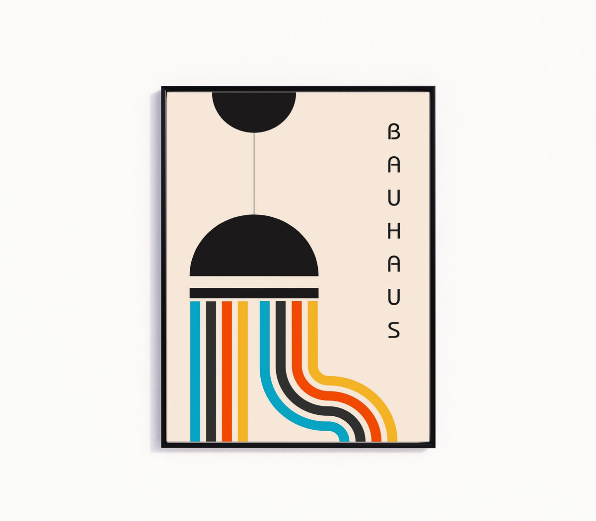 Framed art print of The Lamp by Bauhaus, in a slim black frame on a plain white wall