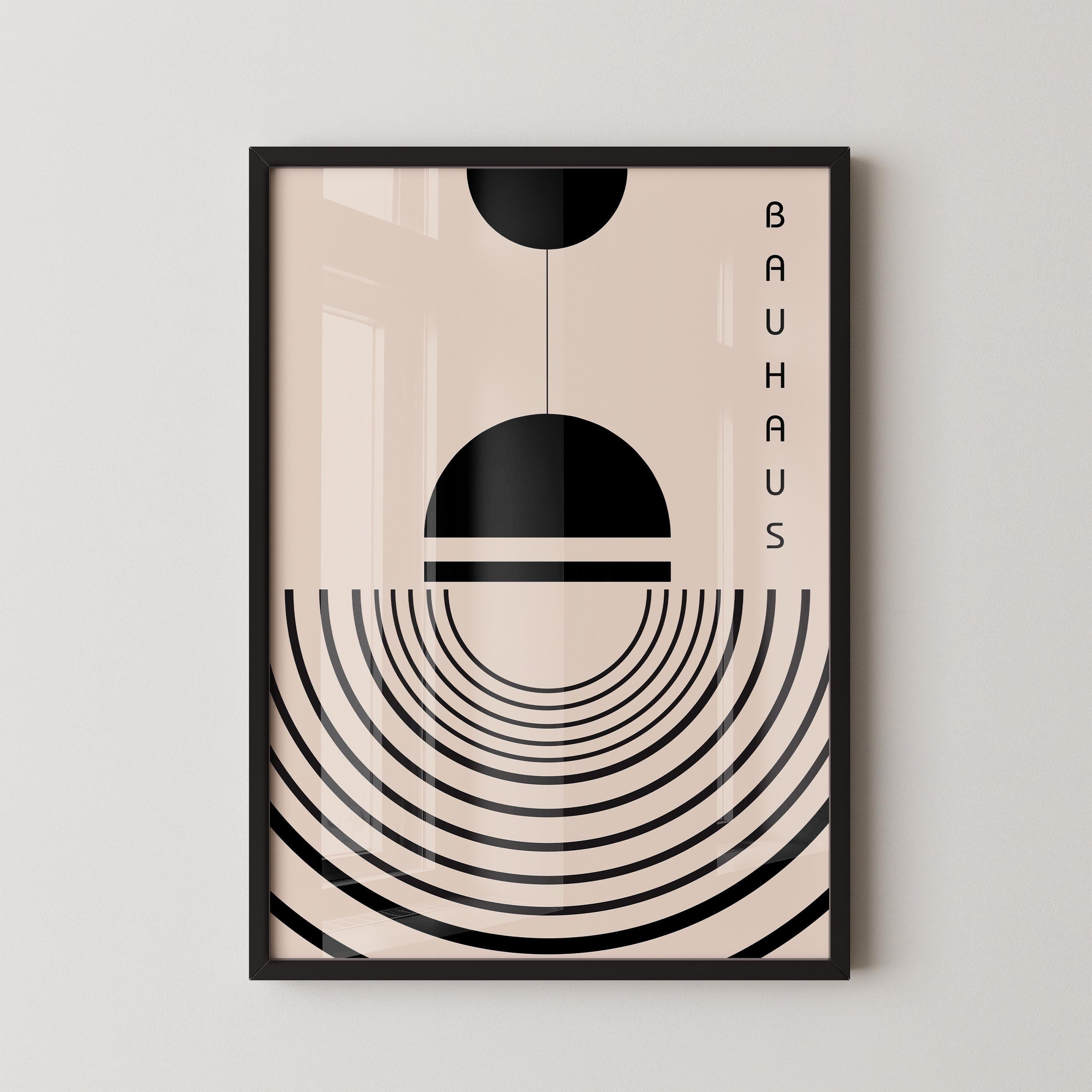 Bauhaus Poster - The Lamp PRINT | Beige and Black Mid - century modern art print