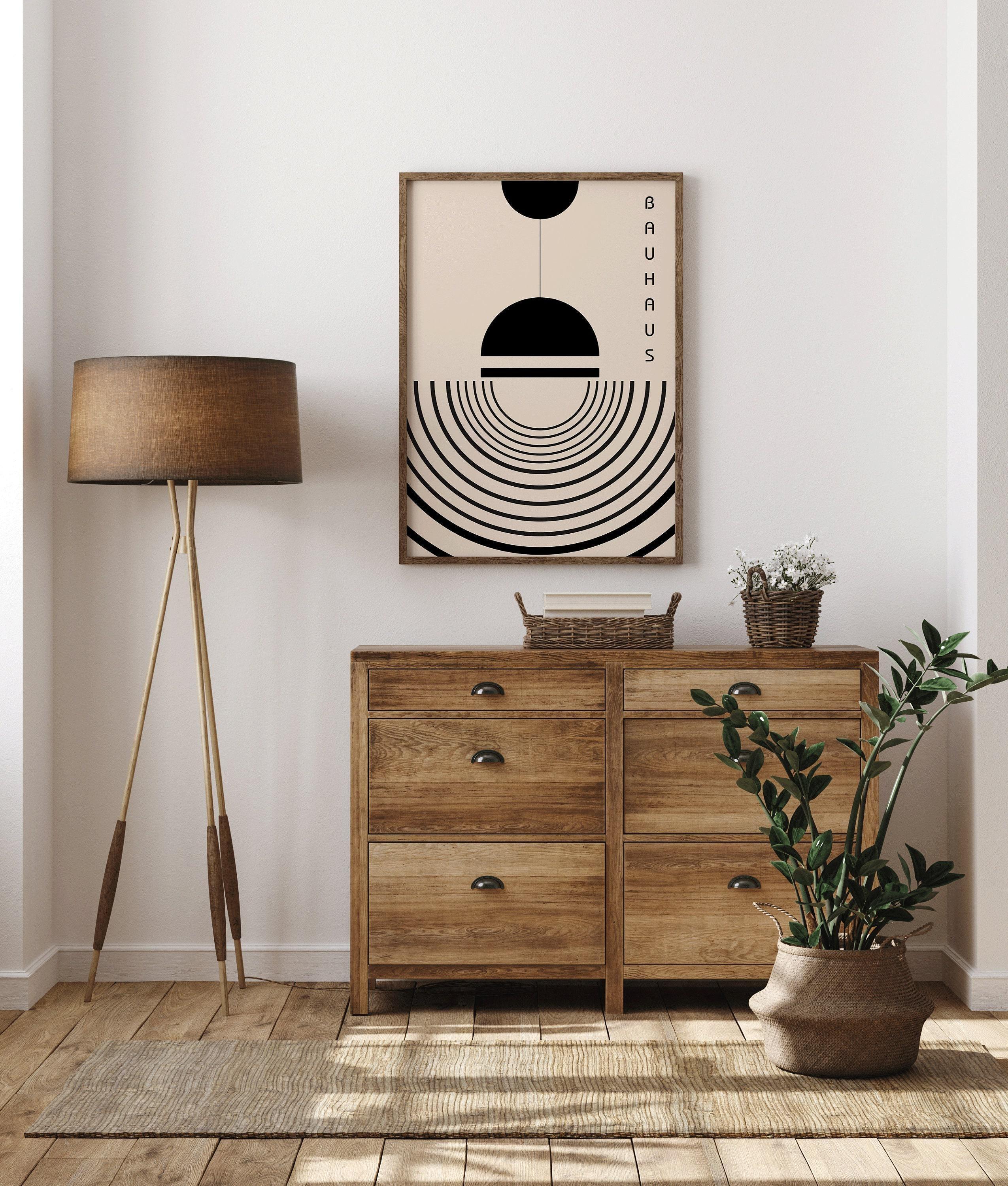 Bauhaus Poster - The Lamp PRINT | Beige and Black Mid - century modern art print