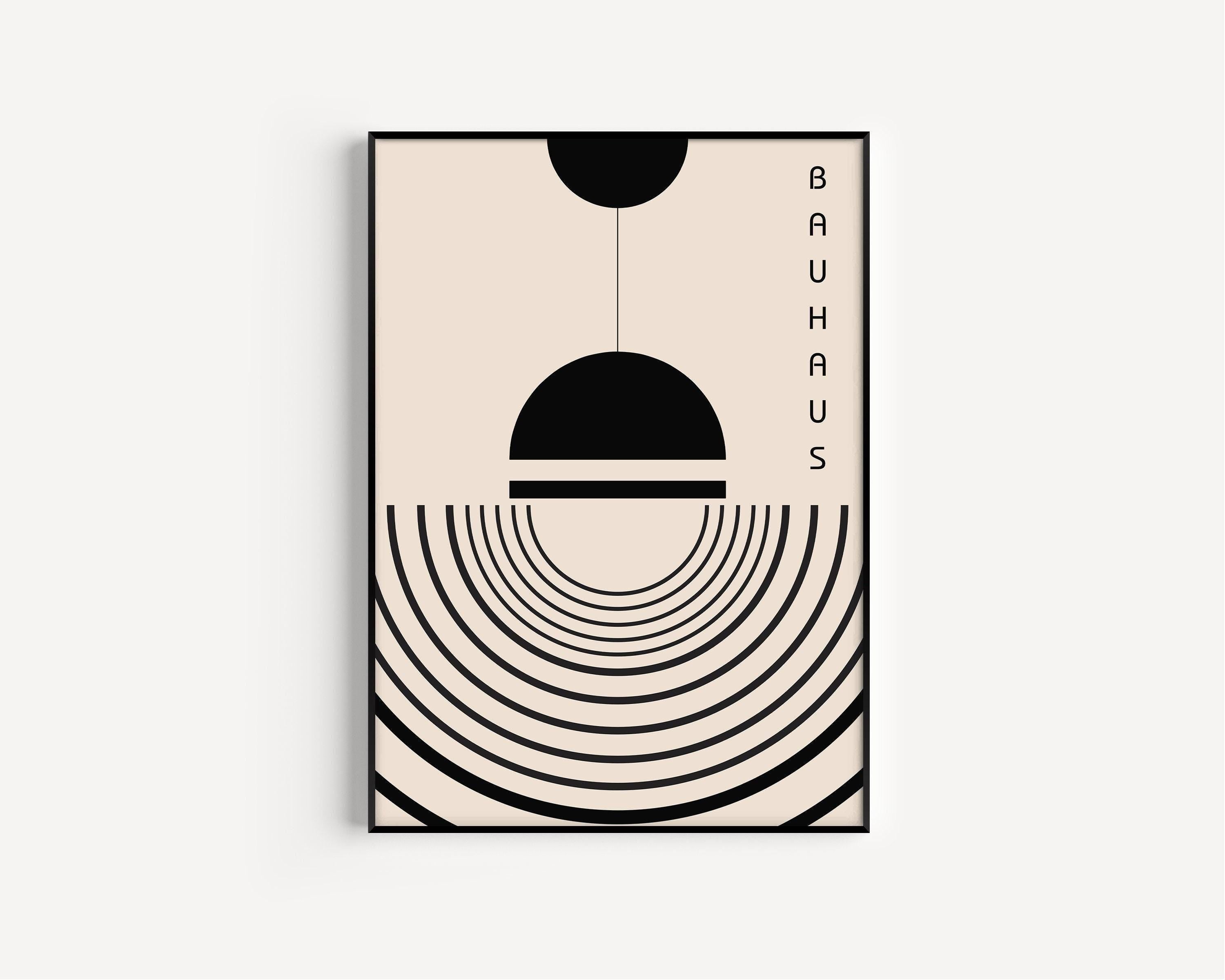Bauhaus Poster - The Lamp PRINT | Beige and Black Mid - century modern art print