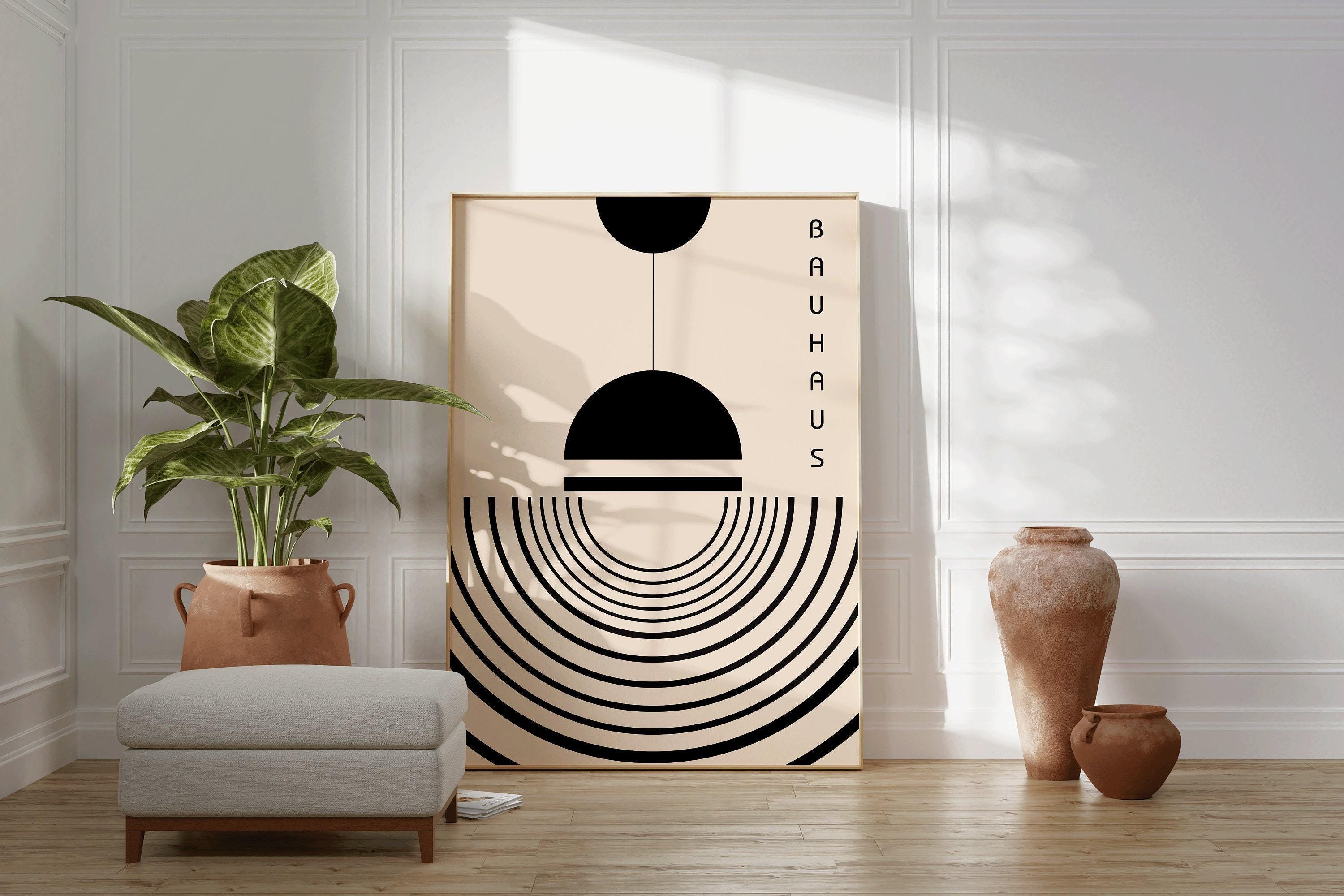 Bauhaus Poster - The Lamp PRINT | Beige and Black Mid - century modern art print