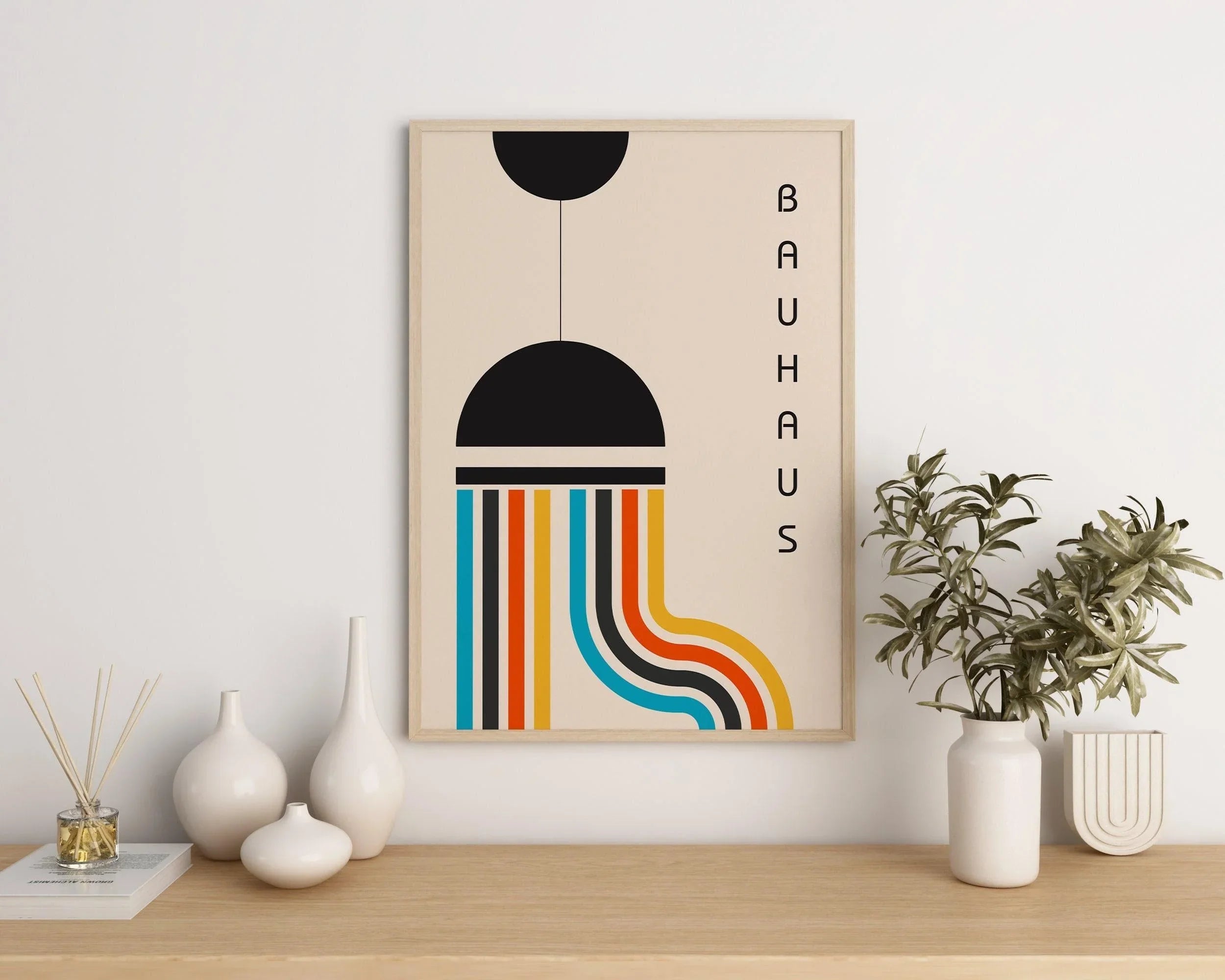 Bauhaus Poster - The Lamp PRINT | Colourful Mid - century modern art print