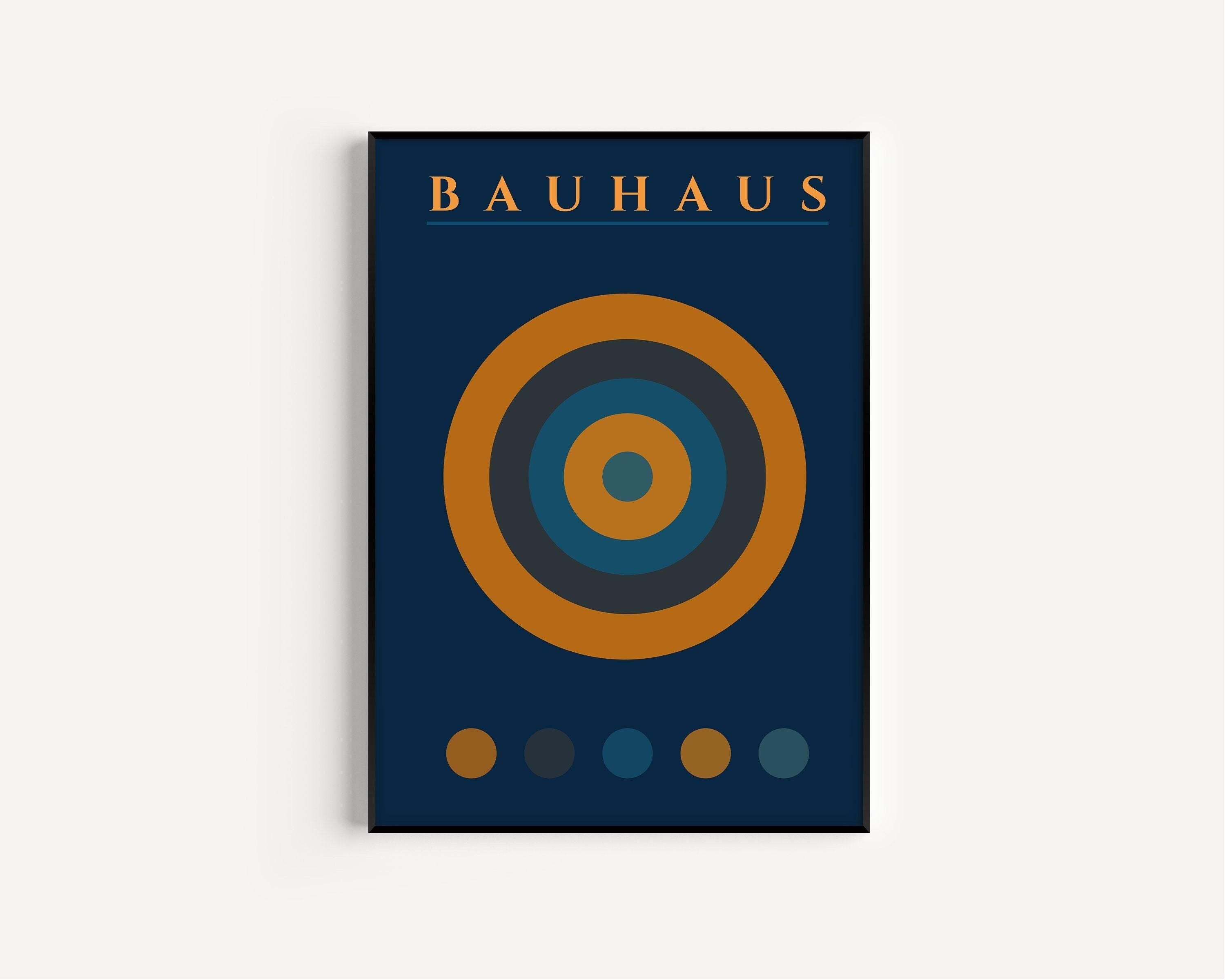 Bauhaus Poster - The Target PRINT | Midcentury Modern Art Print in Navy Blue and Orange
