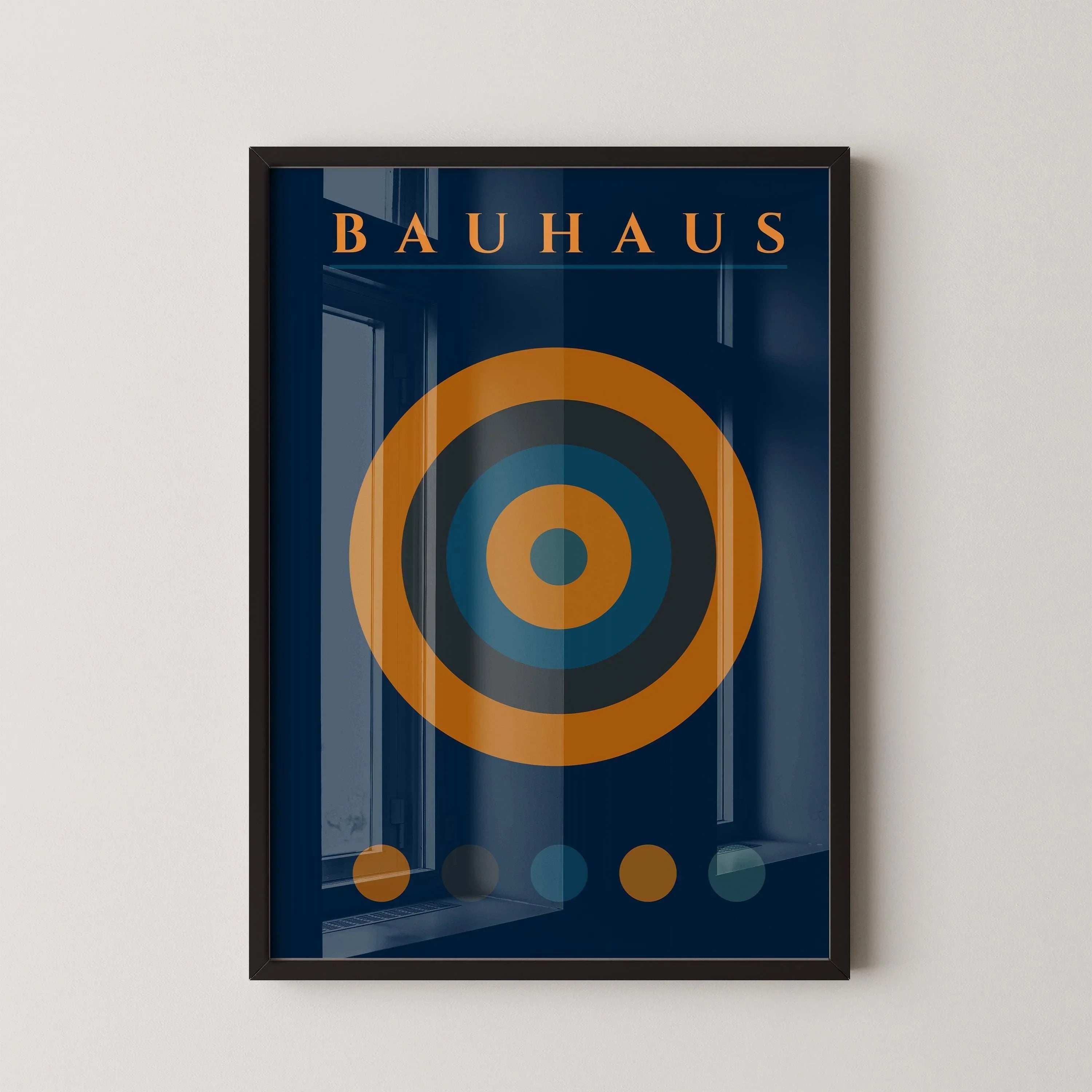 Bauhaus Poster - The Target PRINT | Midcentury Modern Art Print in Navy Blue and Orange