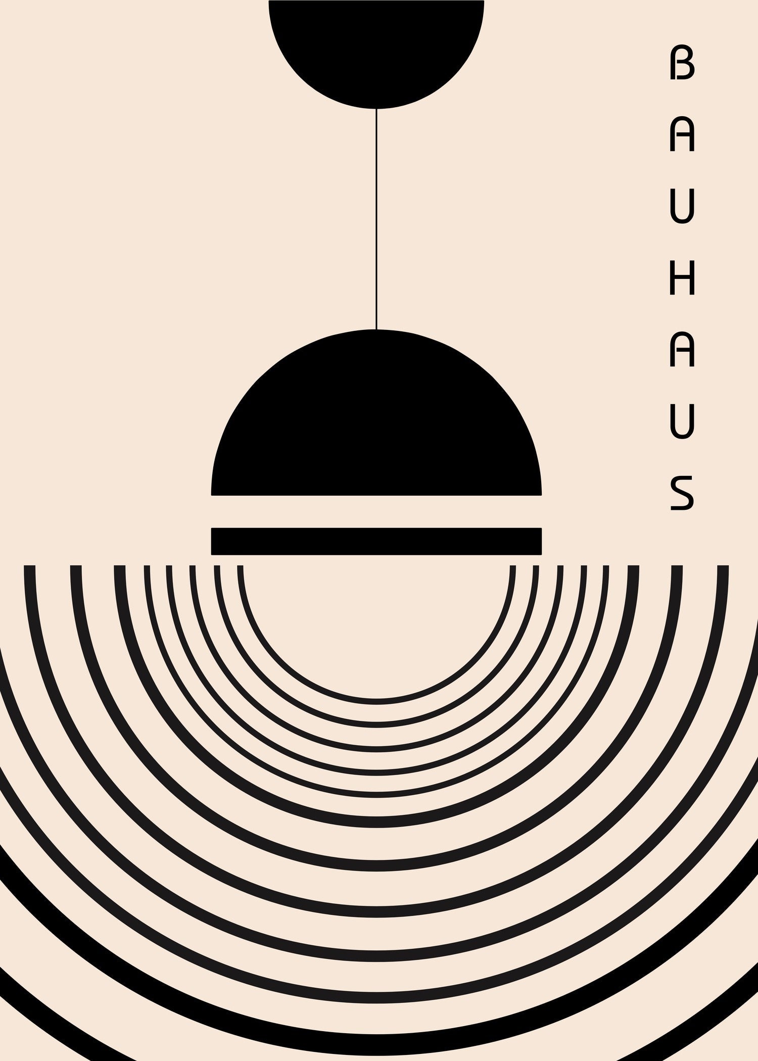 Bauhaus — The Lamp | Beige & Black Mid-Century Modern Fine Art Print - 9ArtPrints
