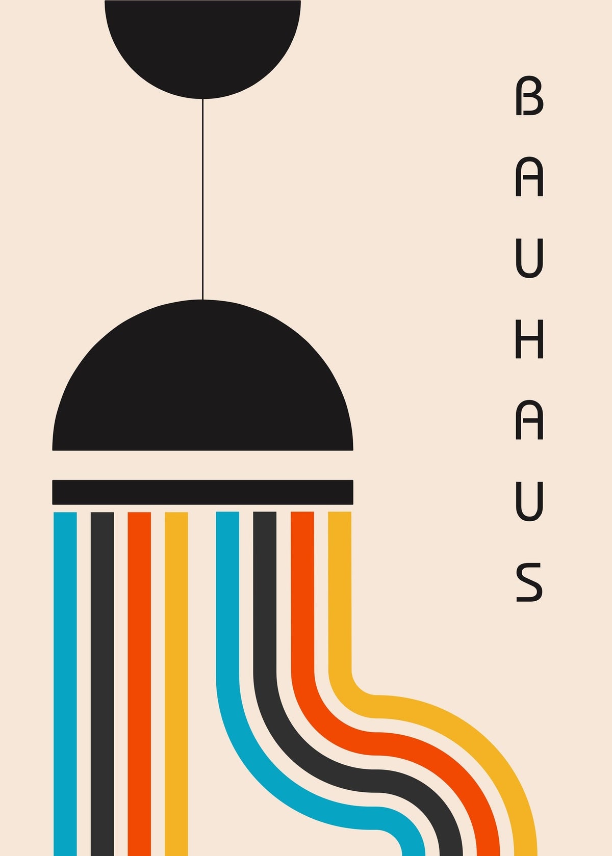 Bauhaus — The Lamp | Beige & Black Mid-Century Modern Print - 9ArtPrints