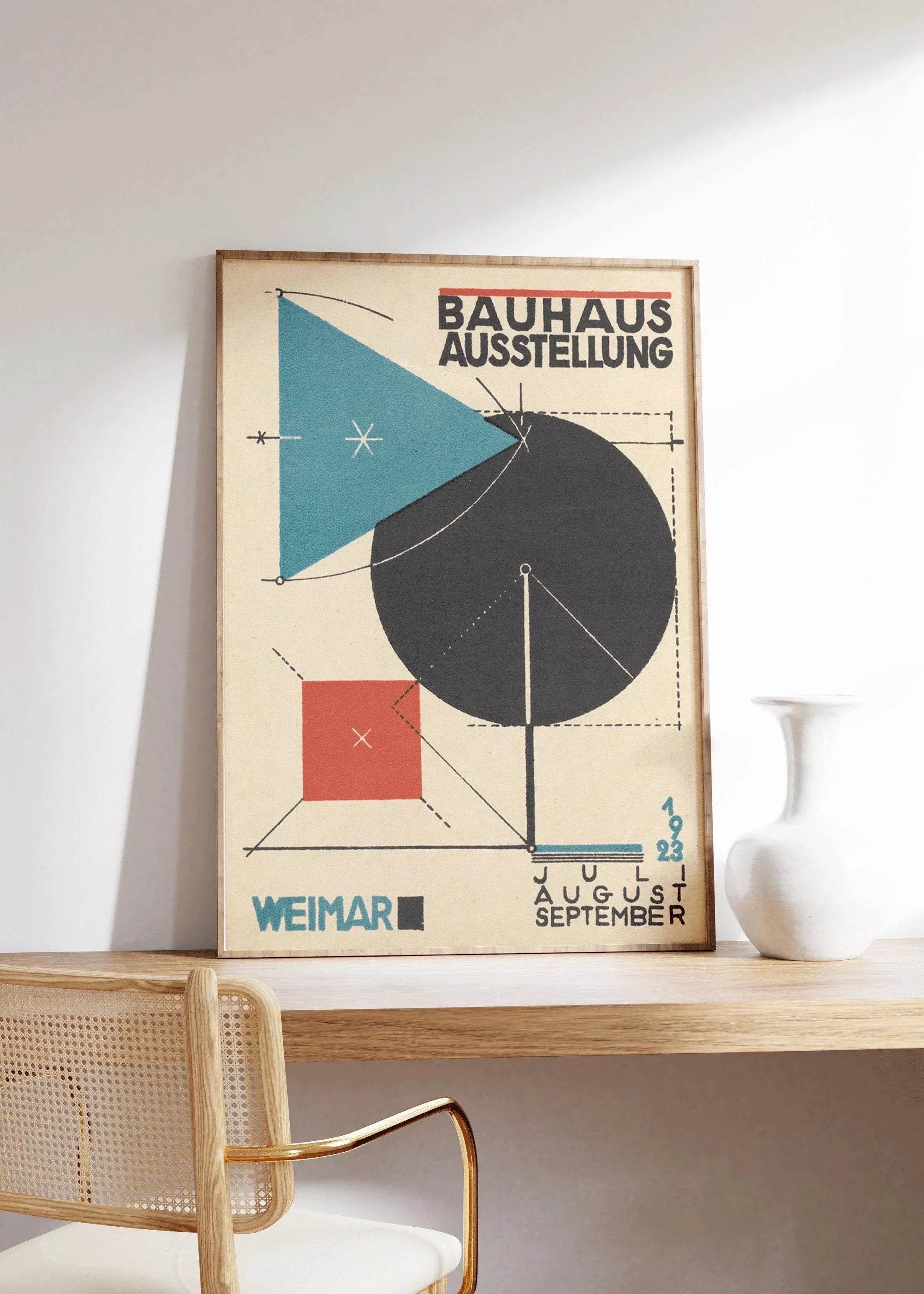 Bauhaus Vintage Poster - Ausstellung Triangle Circle Square PRINT | Mid - Century Modern Art Print