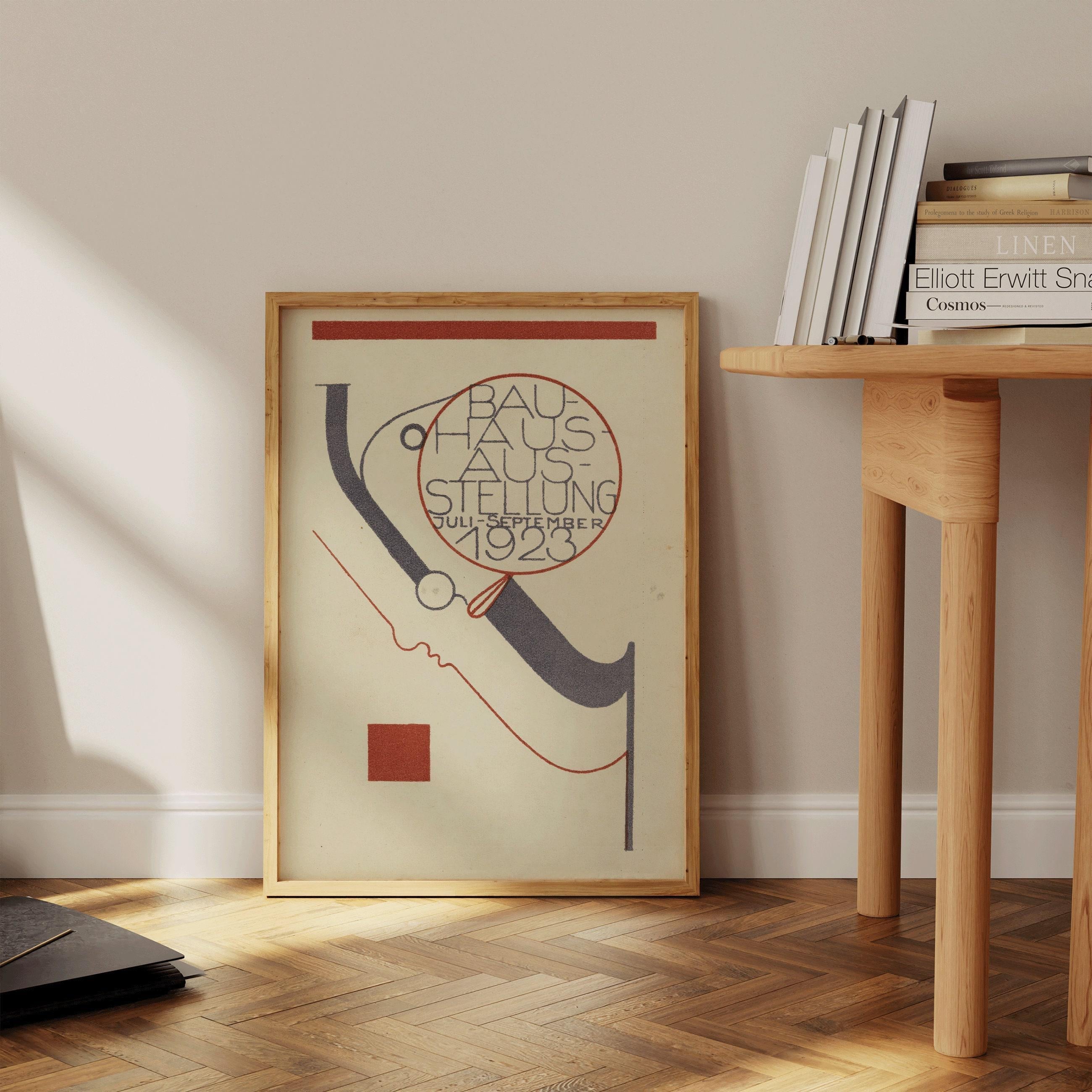 Bauhaus Vintage Poster - Beige Black Monocle PRINT | Mid - Century Modern Art Print
