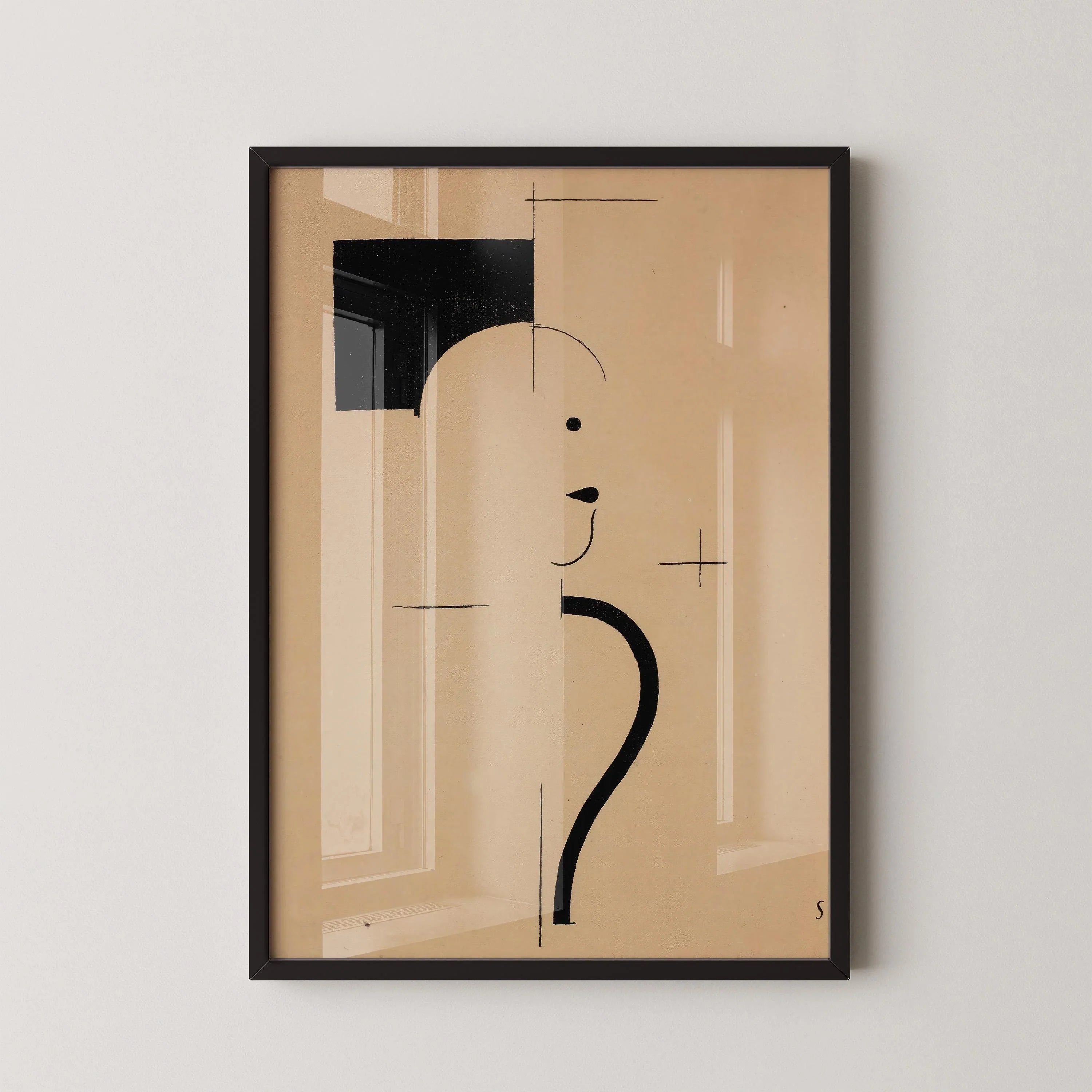 Bauhaus Vintage Poster - Beige Black PRINT | Mid - Century Modern Art Print