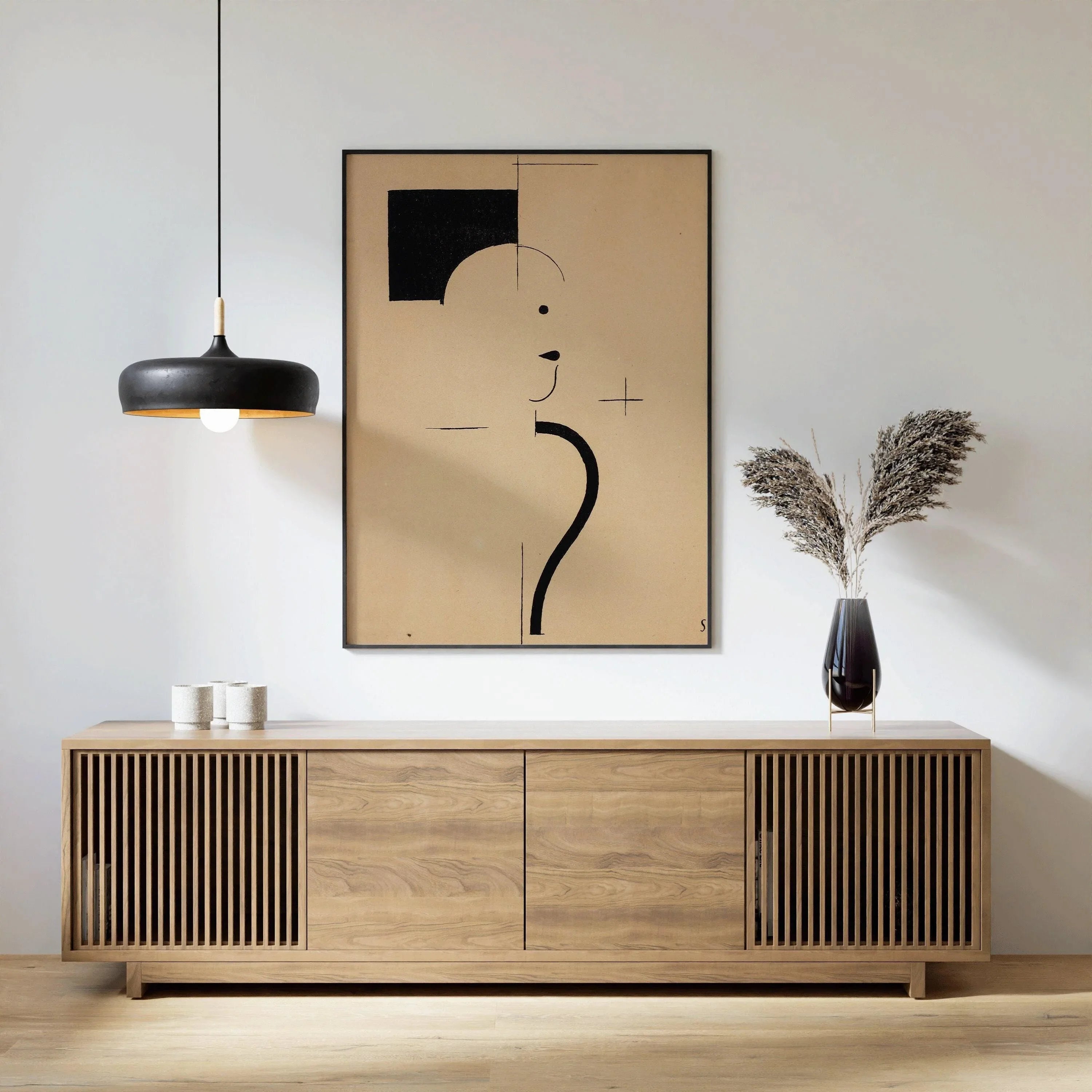 Bauhaus Vintage Poster - Beige Black PRINT | Mid - Century Modern Art Print