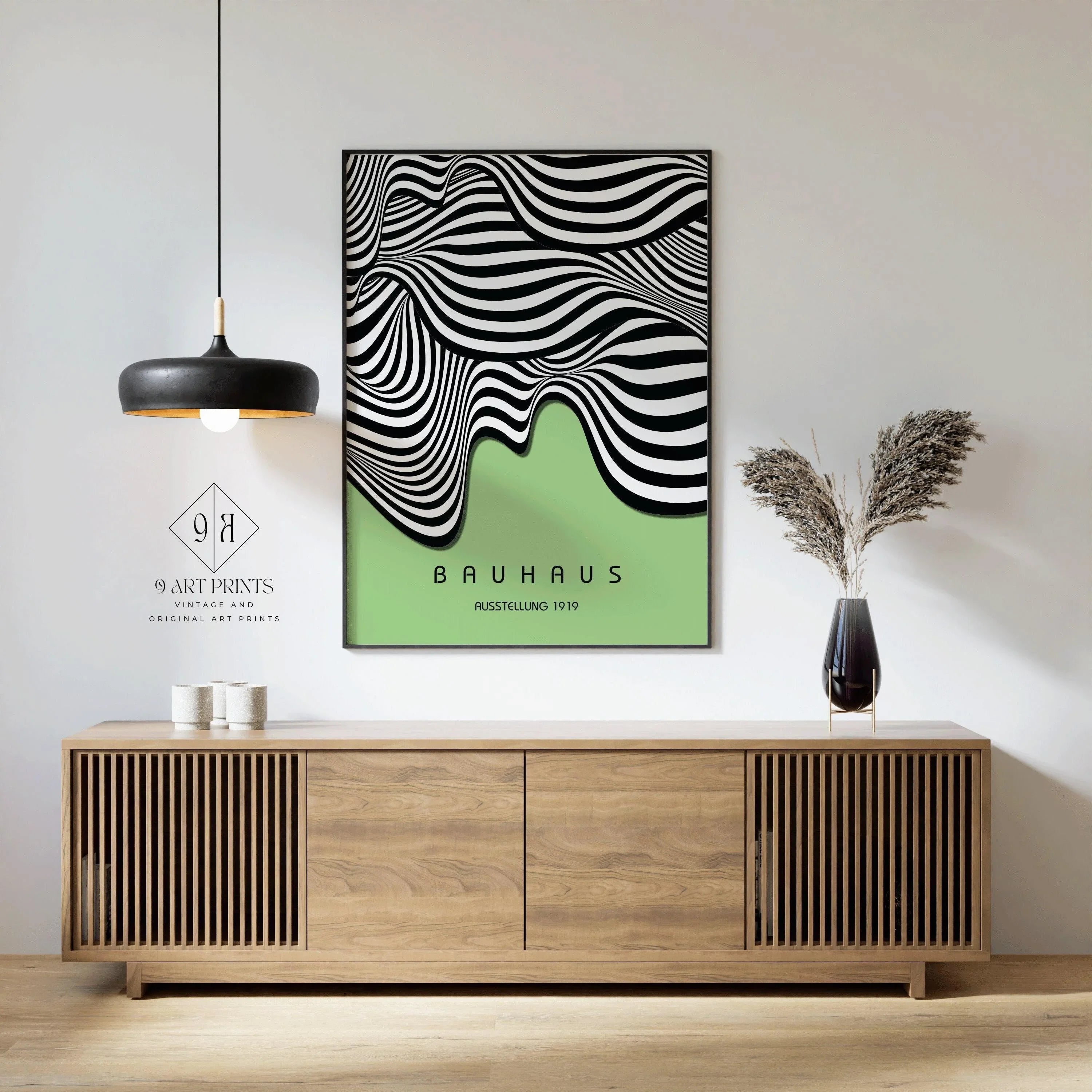Bauhaus Waves Art Print: Mid - Century Modern Giclee Poster - 9ArtPrints